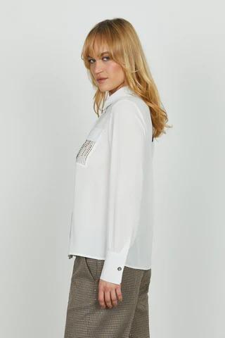 Relish Camicia JUWELL manica lunga con tasche con strass più borchie più pattemilk RDA2503009019 MILK RELISH 