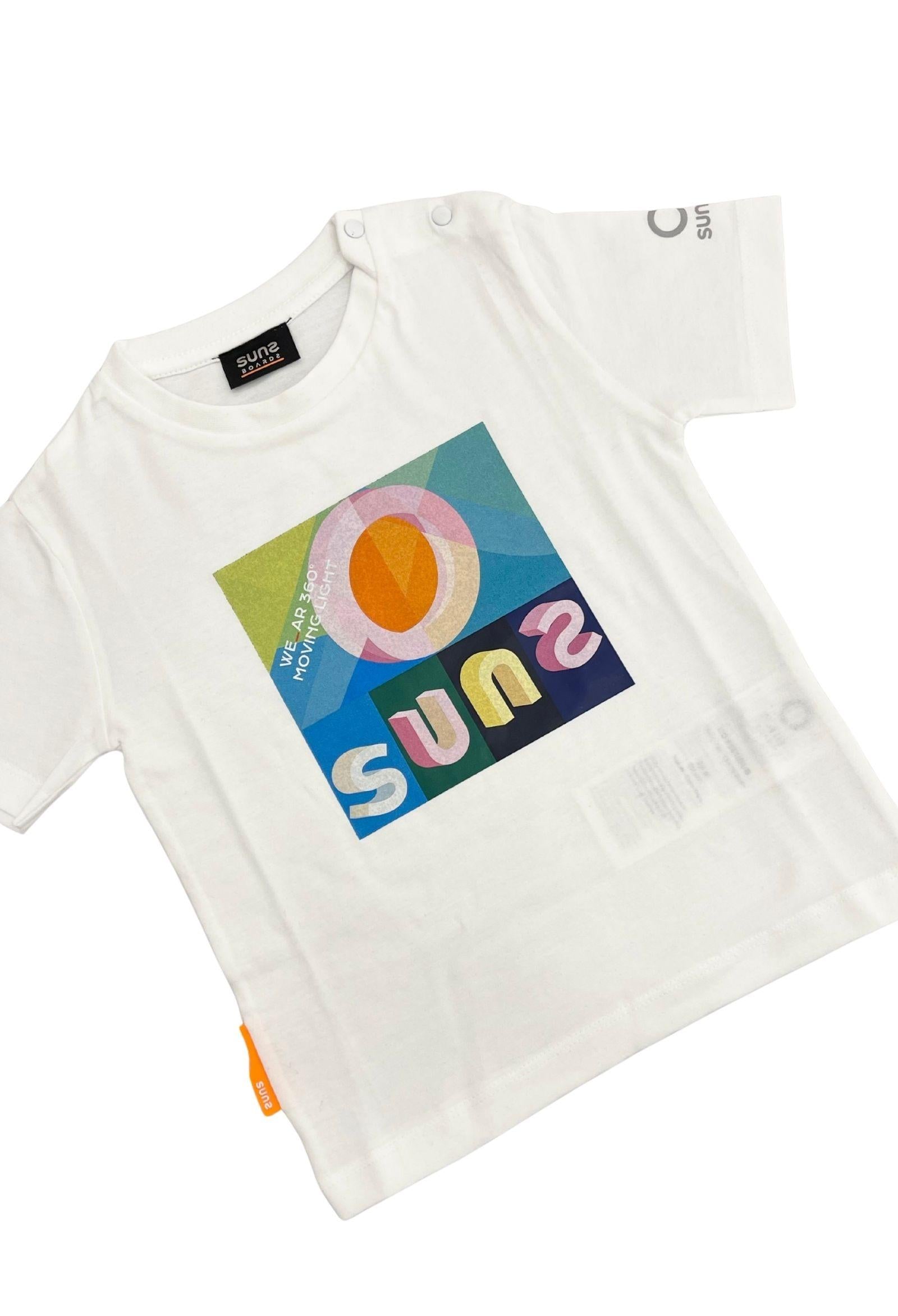 Suns Completo Sportivo T-shirt Girocollo con Stampa e Bermuda COMS6105UB WHITE/FOREST SUNS 