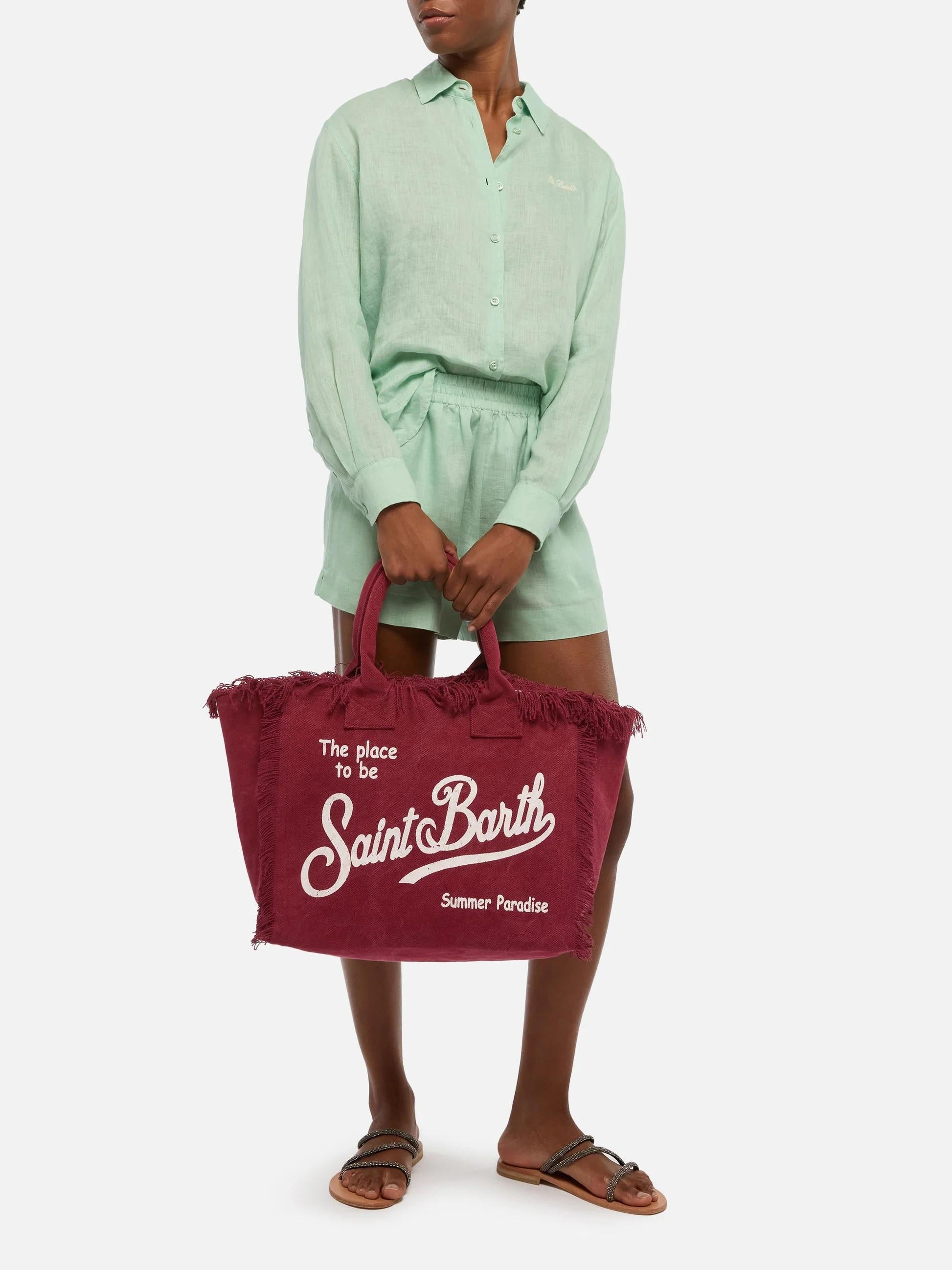 Borsa a spalla Vanity in canvas di cotone bordeaux VANI001 00171L MC2 SAINT BARTH 