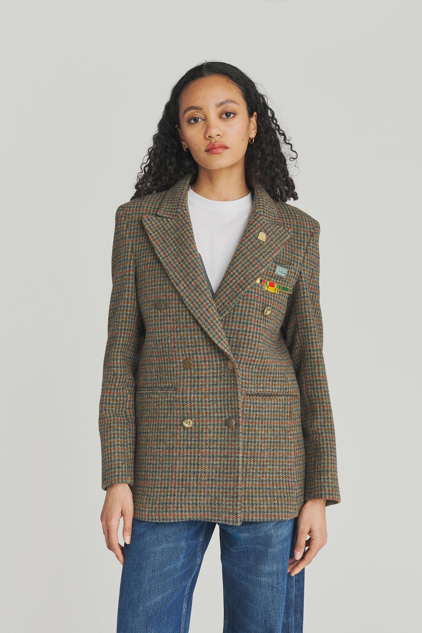 BLAZER DOPPIOPETTO IN LANA PIED DE POULE RND391CN58XXXX RUSTIC/GREEN ROY ROGER'S 