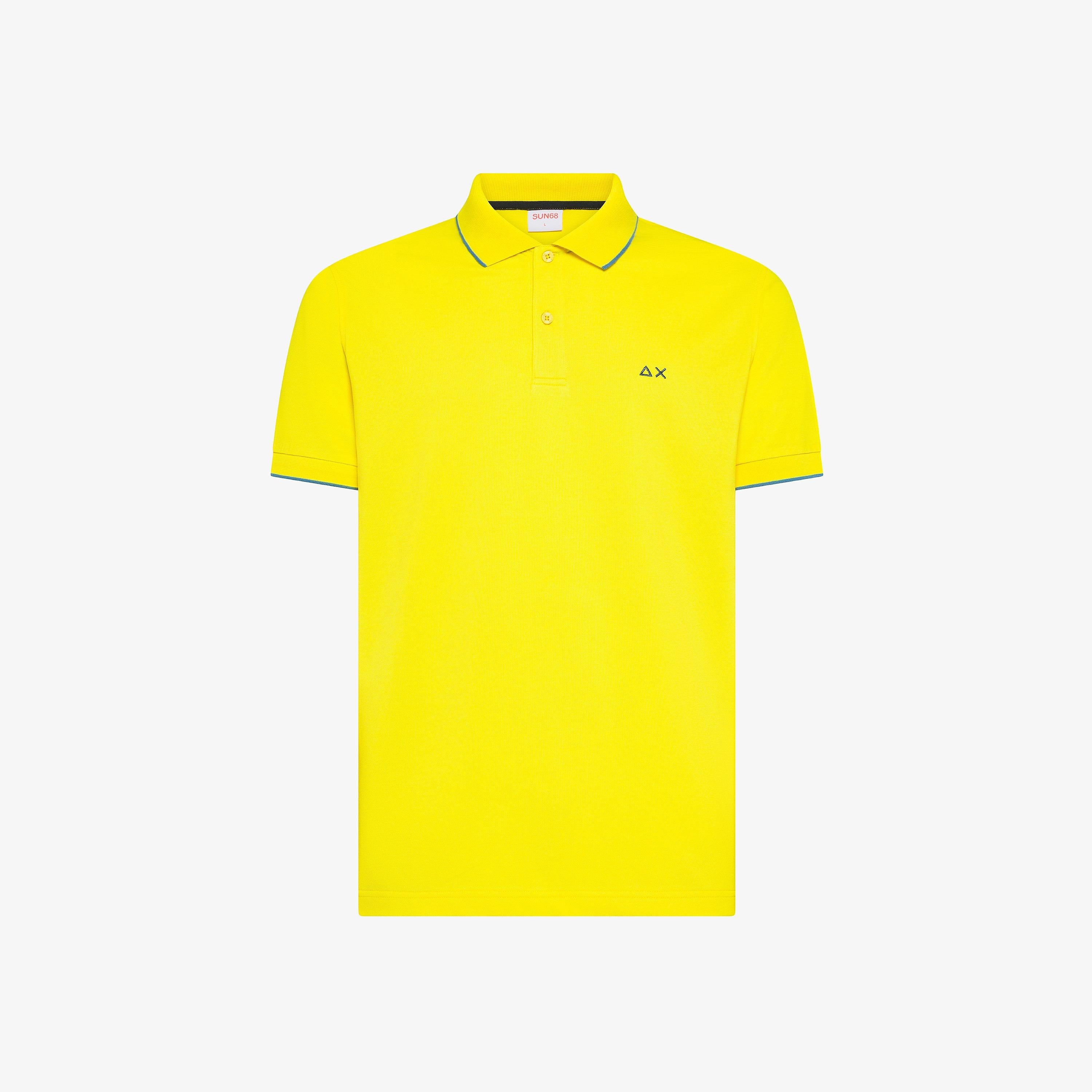 SUN68 Polo small stripe on collar Gialla A36111 23 SUN 68 