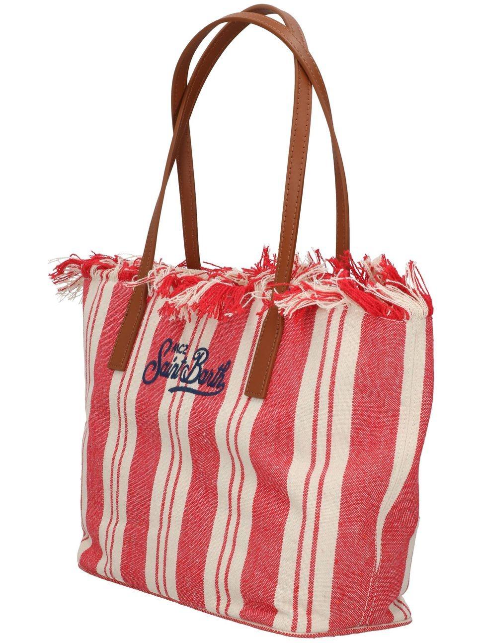 Borsa Mc2 Saint Barth CBMF001 01761L double stripes bianca e rossa. CBMF001 01761L MC2 SAINT BARTH 