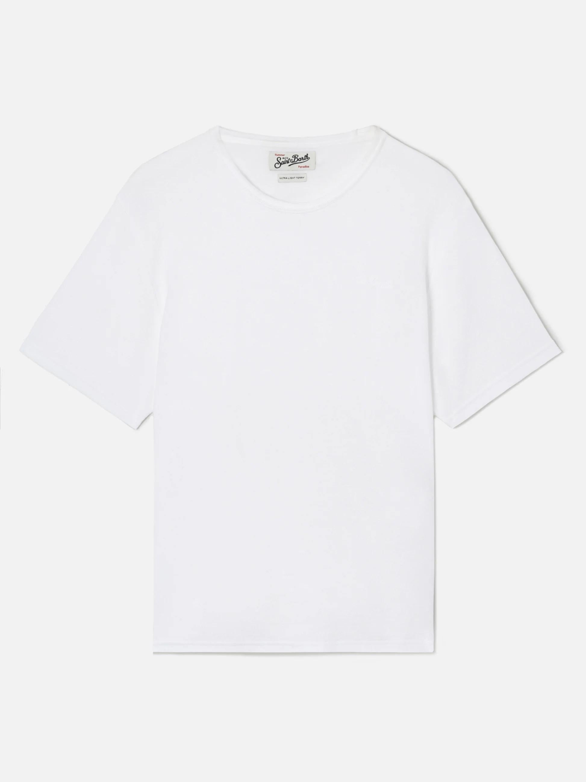 T-shirt Gary in cotone effetto spugna bianca con ricamo logo GAR0002 01163L MC2 SAINT BARTH 