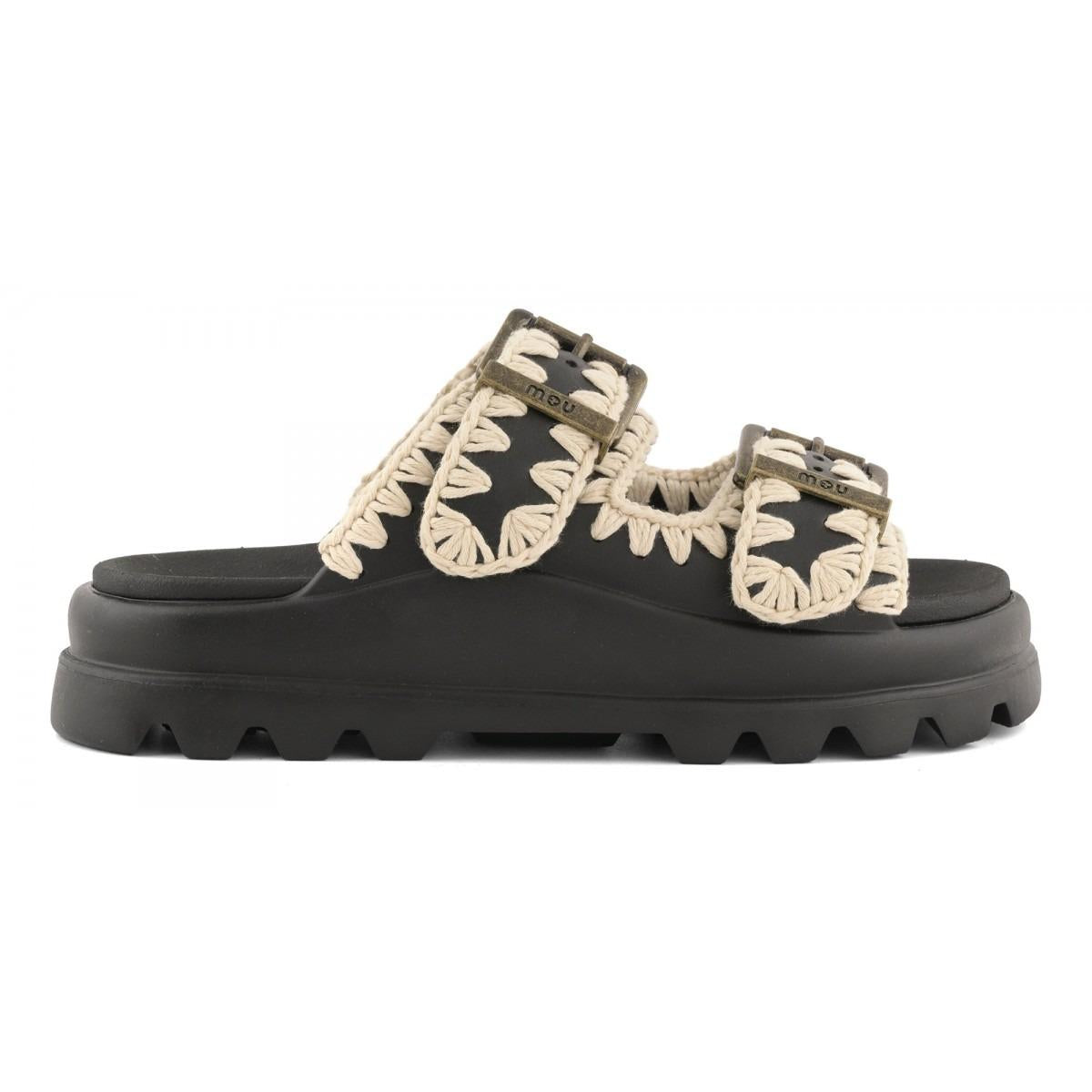 MOU Eva one-piece slide two buckles black MU.SW661001N BKWH MOu 