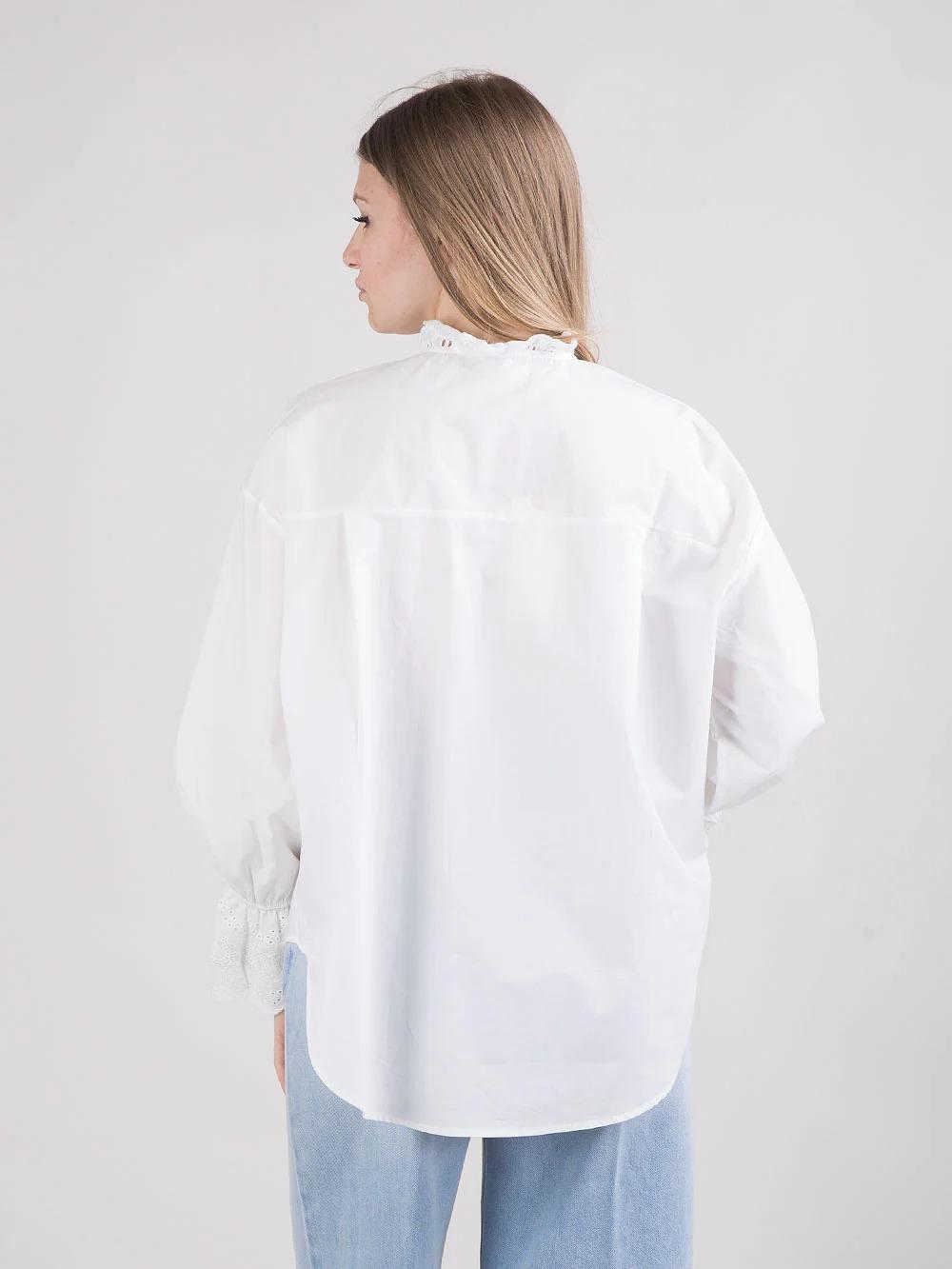 PAPERLACE<BR/>Camicia con bottoni gioiello e dettagli ricamati bianca P26-A403 110 PAPERLACE 
