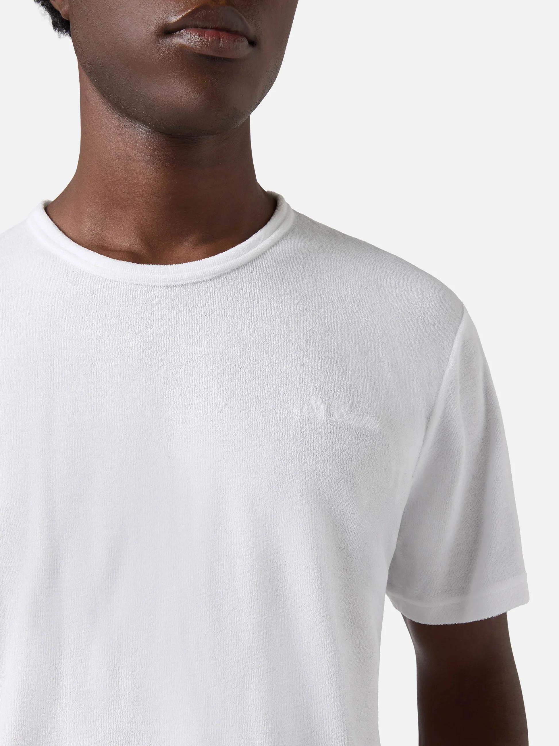 T-shirt Gary in cotone effetto spugna bianca con ricamo logo GAR0002 01163L MC2 SAINT BARTH 
