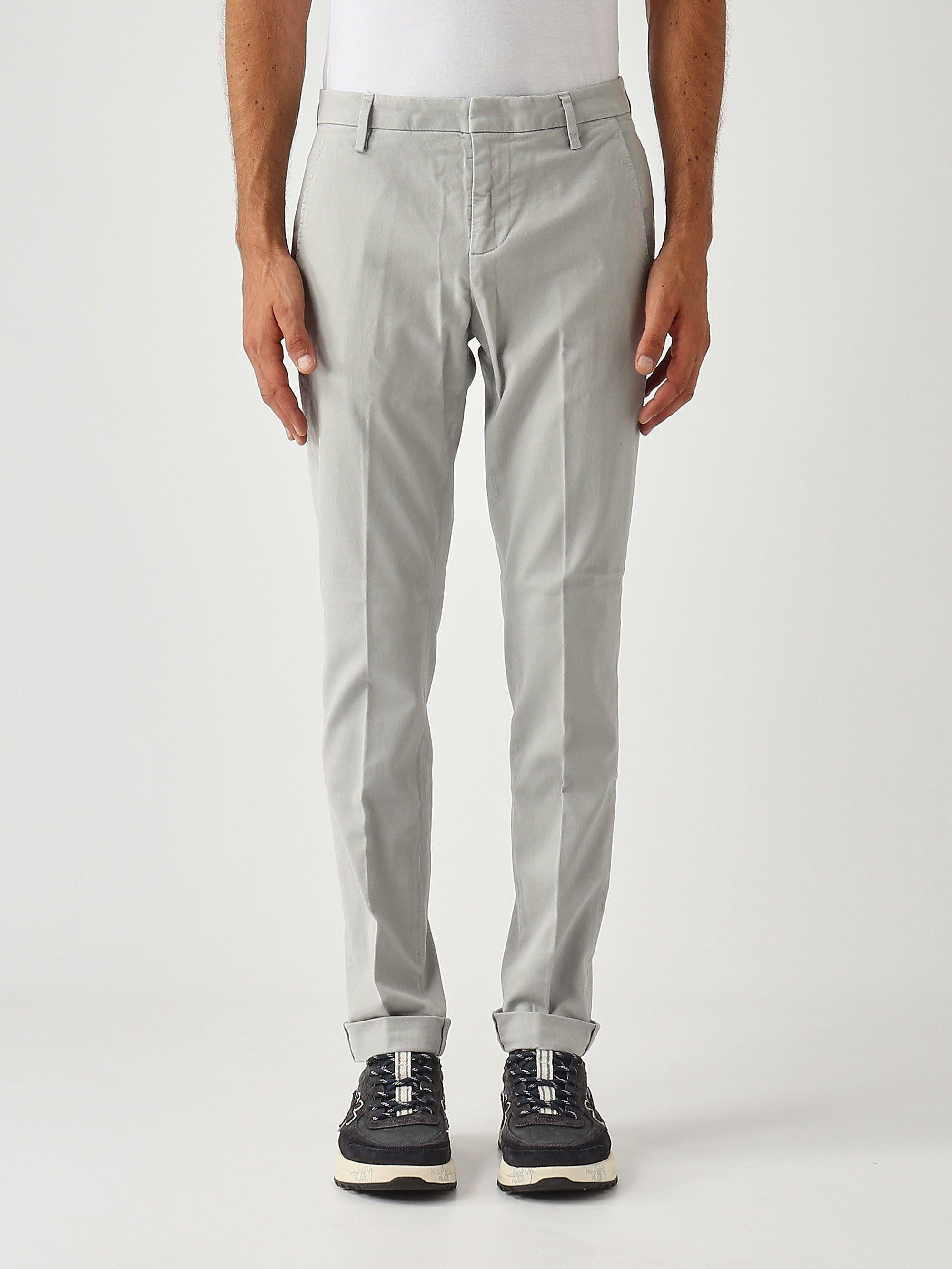 Pantalone Gaubert slim fit in gabardina di cotone stretch grigio chiaro UP235-GSE043U-PTD 902 DONDUP 
