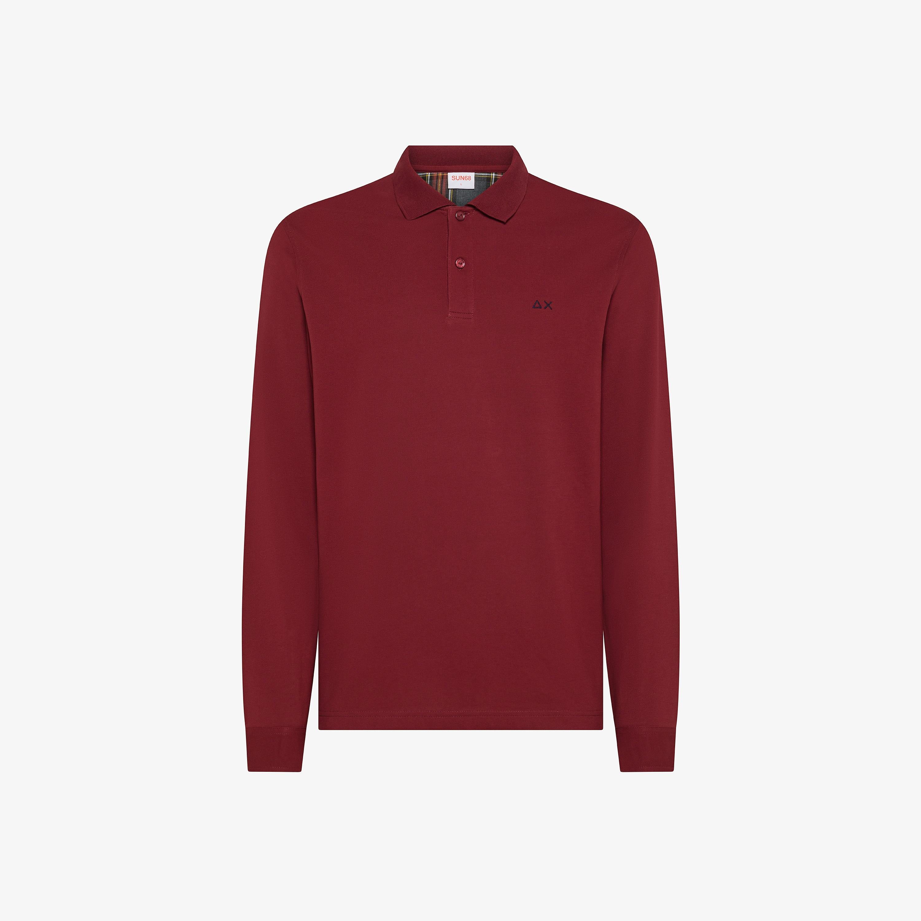 SUN68 Polo in cotone con patch bordeaux A45108 35 SUN 68 