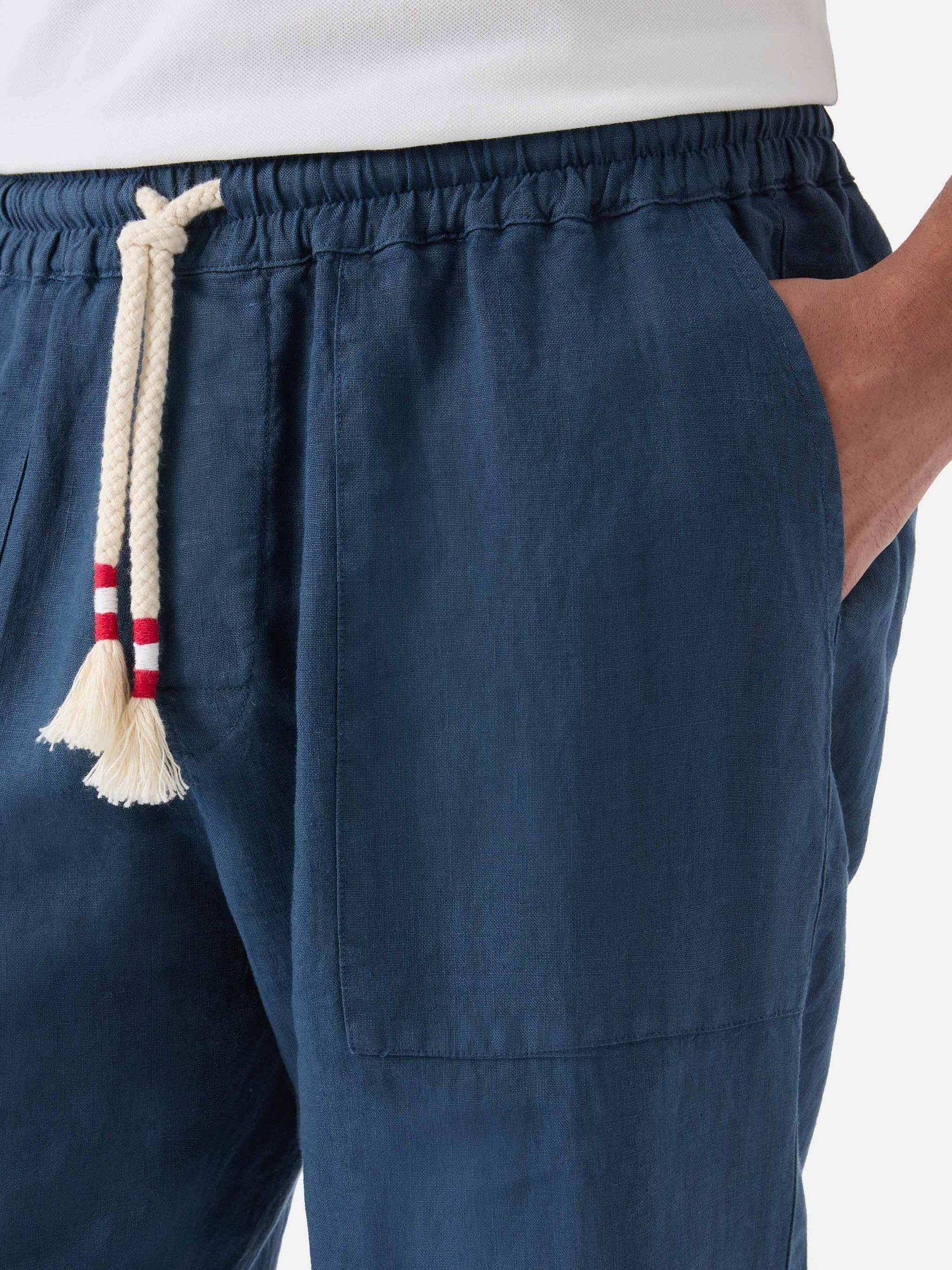 Pantalone Calais in lino blu navy tinta unita CAA0001 00119L MC2 SAINT BARTH 