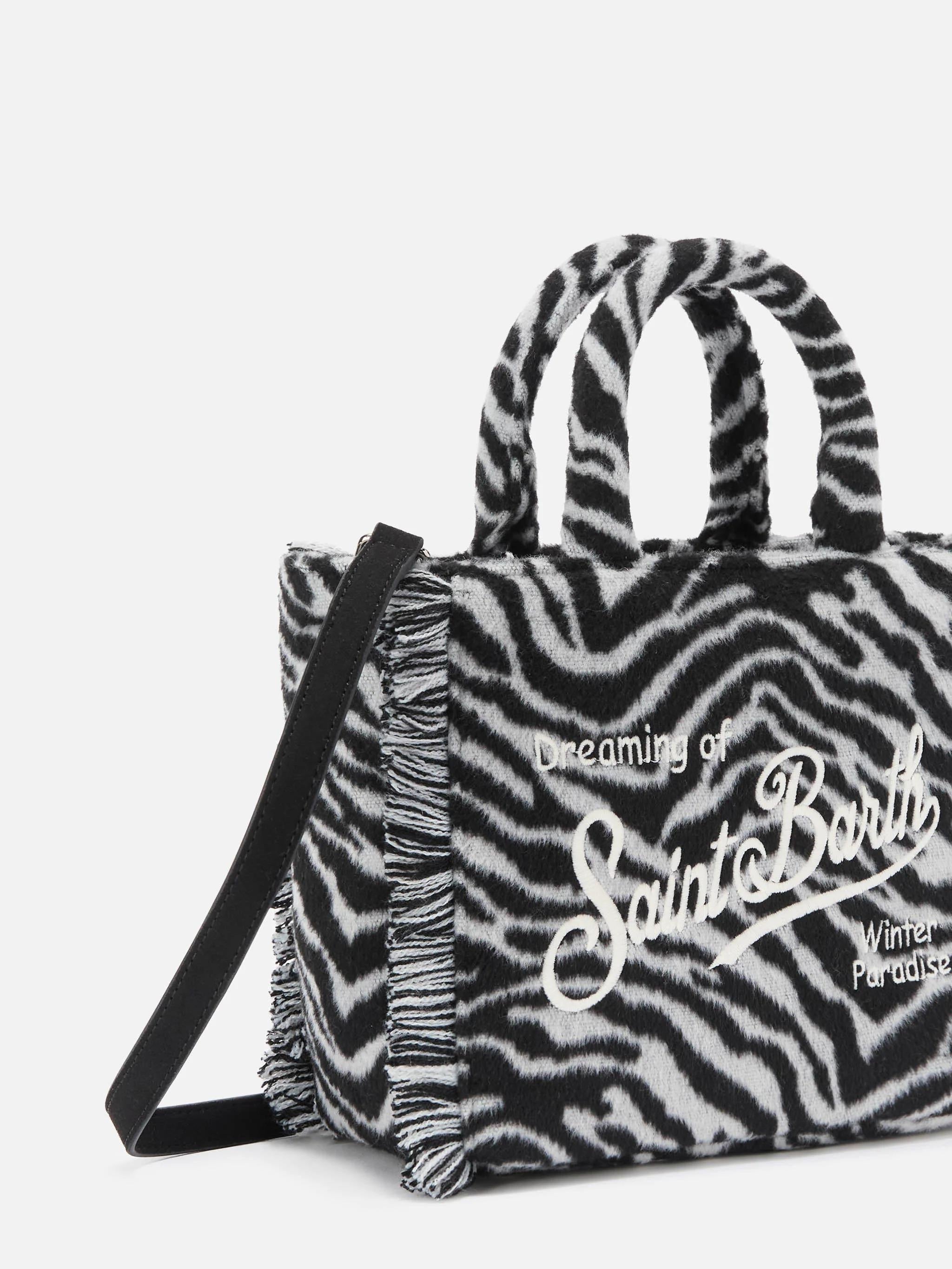 Borsa a mano Vanity Mini Felt in misto lana zebrata VAMI024 00269I MC2 SAINT BARTH 