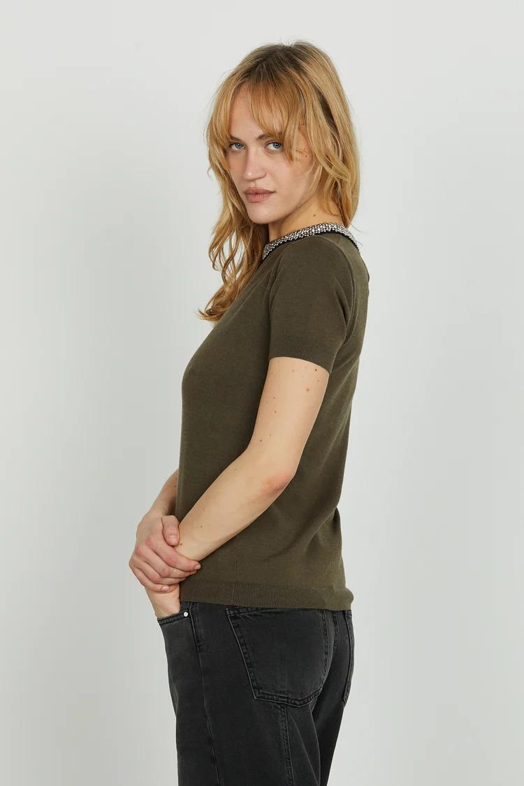 Relish Maglia ACTERIA mezza manica con goccia più applicazione perline più strass beech RDA2502605007 BEECH RELISH 