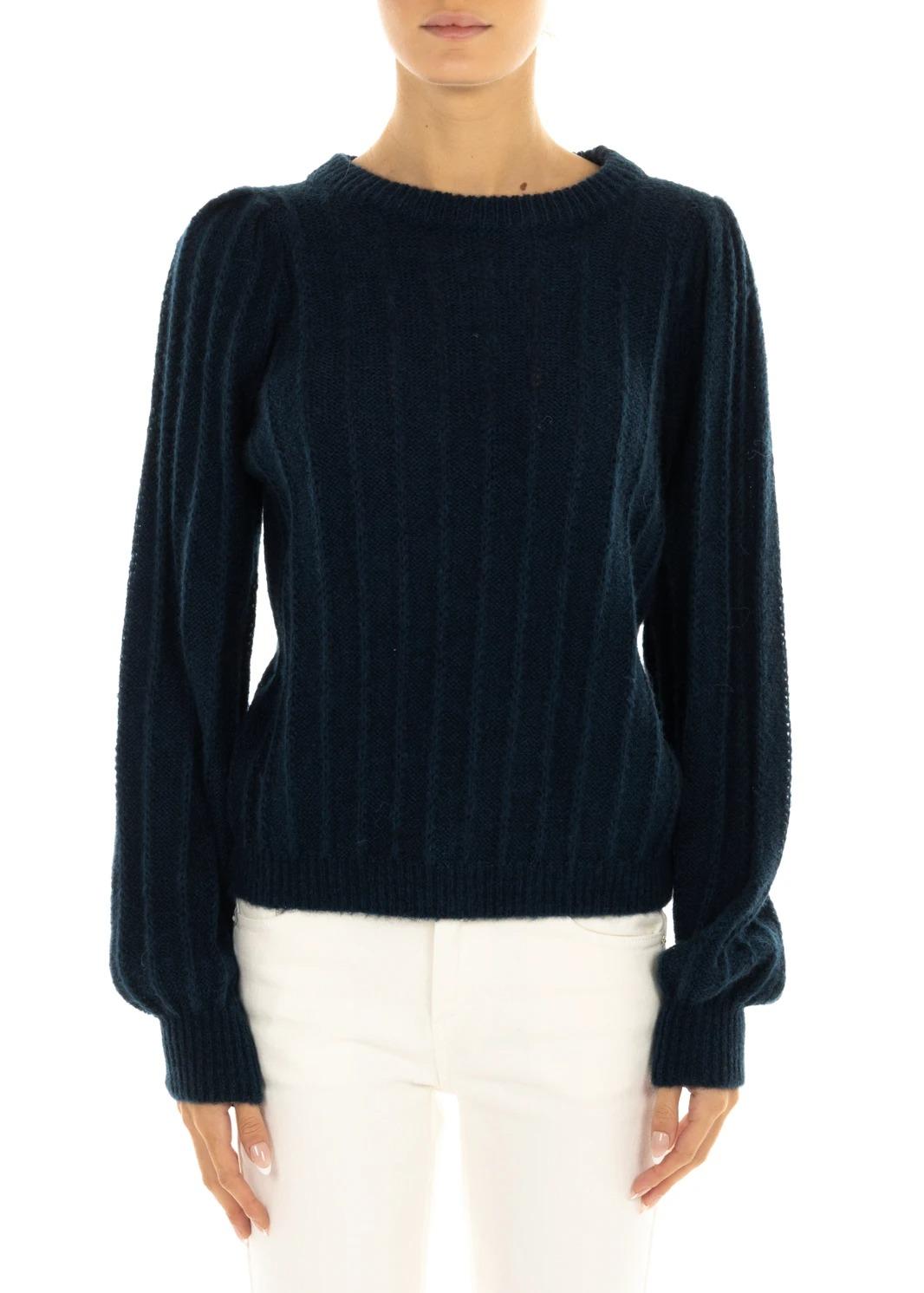 Roy Roger's maglione vertical rib alpaca blue navy RND90260CP22XXXX C0048 ROY ROGER'S 