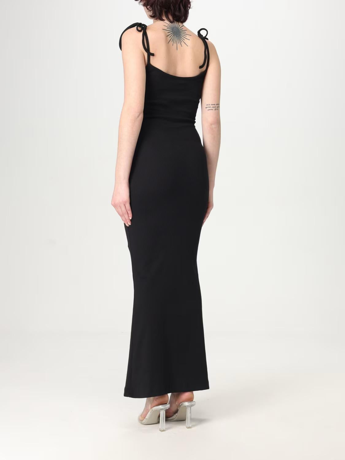 Abito Disclaimer in cotone a costina stretch nero 26EDS54938 NERO DISCLAIMER 