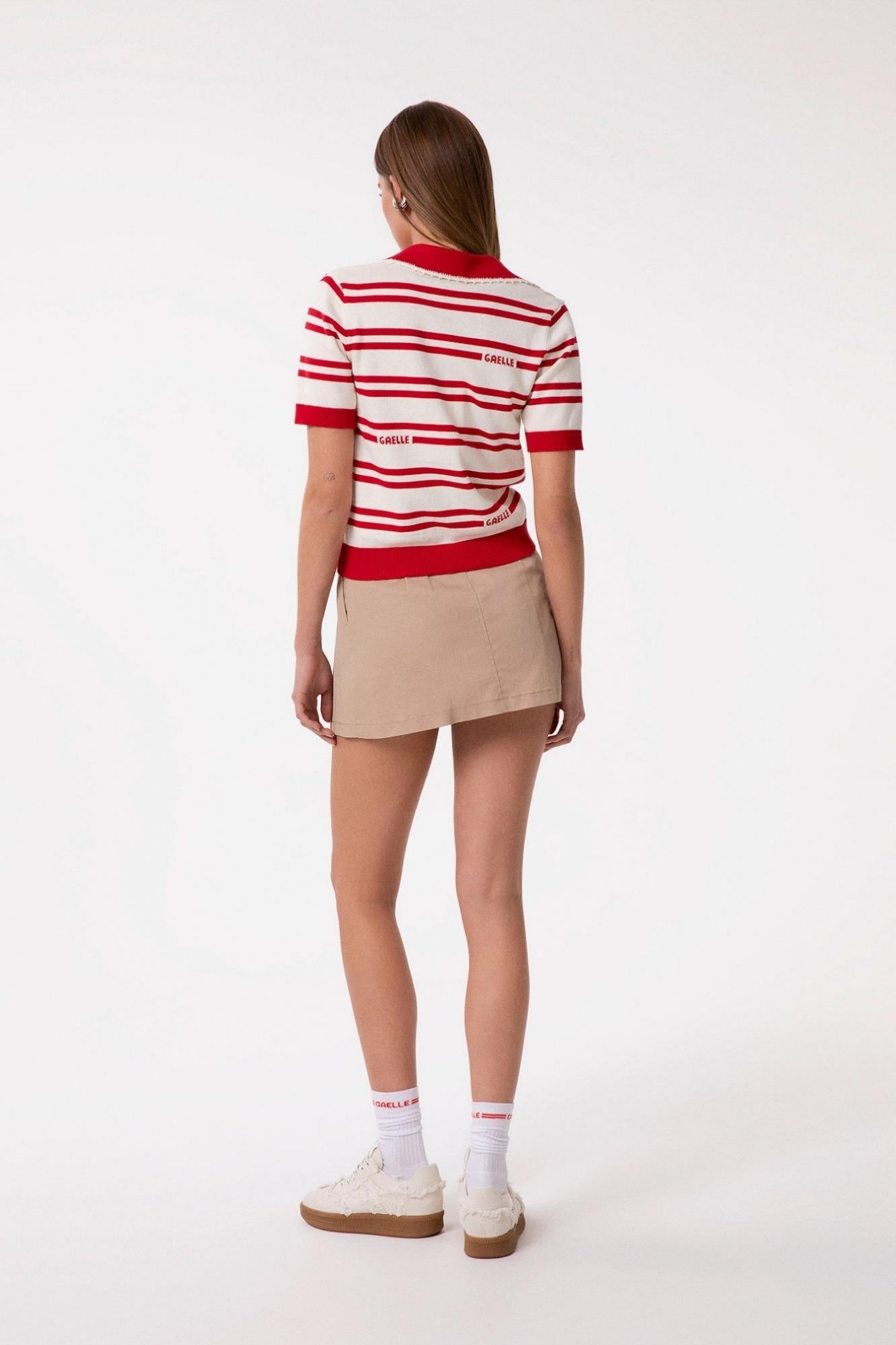 Gonna Corta In Cotone Con Sacco Tasca A Contrasto  Safari - Gaëlle Paris GAABW09726-TMTG0001 BE33 GAELLE 