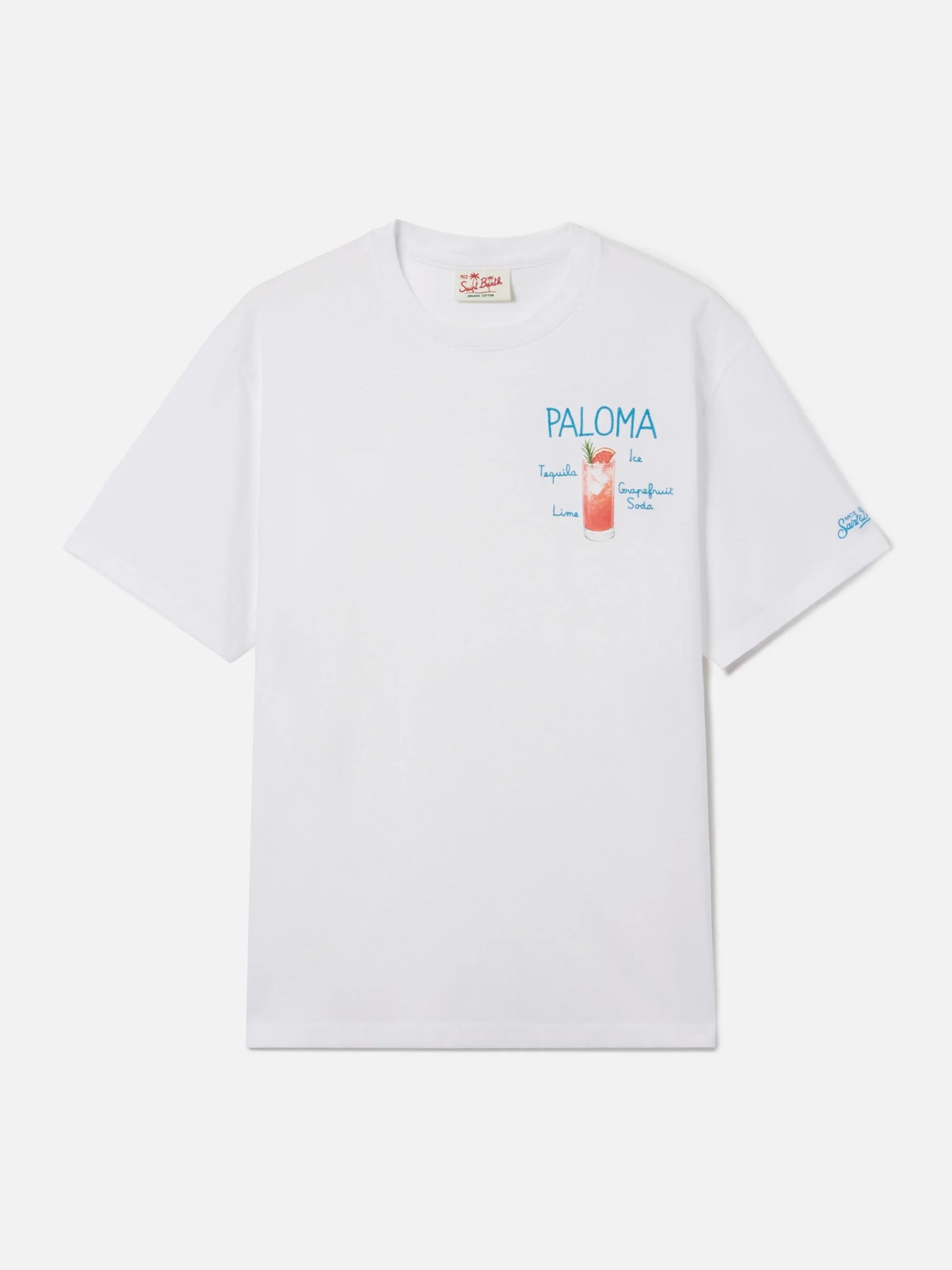 T-shirt Portofino bianca con ricamo Paloma POT0001 00323L MC2 SAINT BARTH 