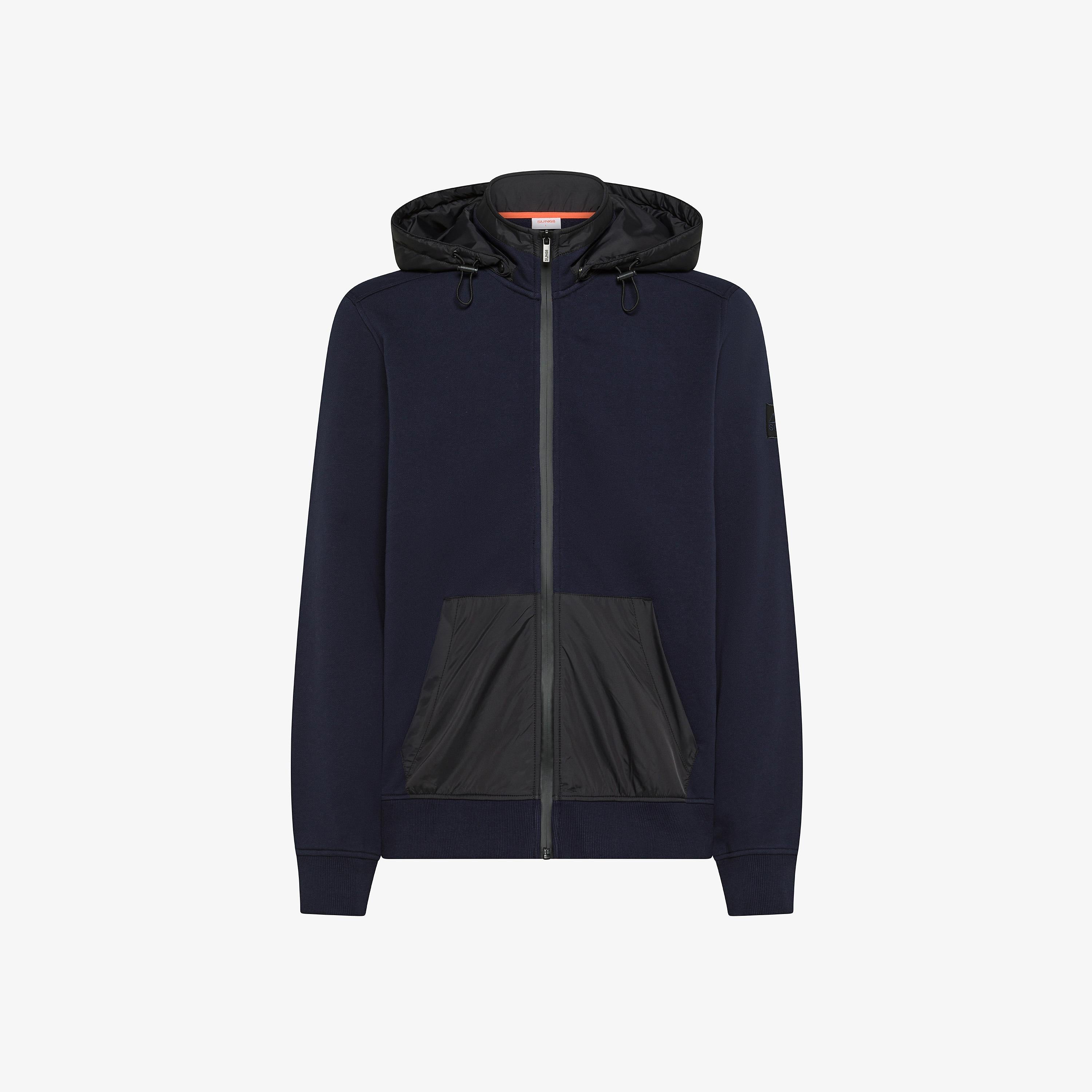 Giacca in felpa di cotone e nylon navy blue F45115 07 SUN 68 
