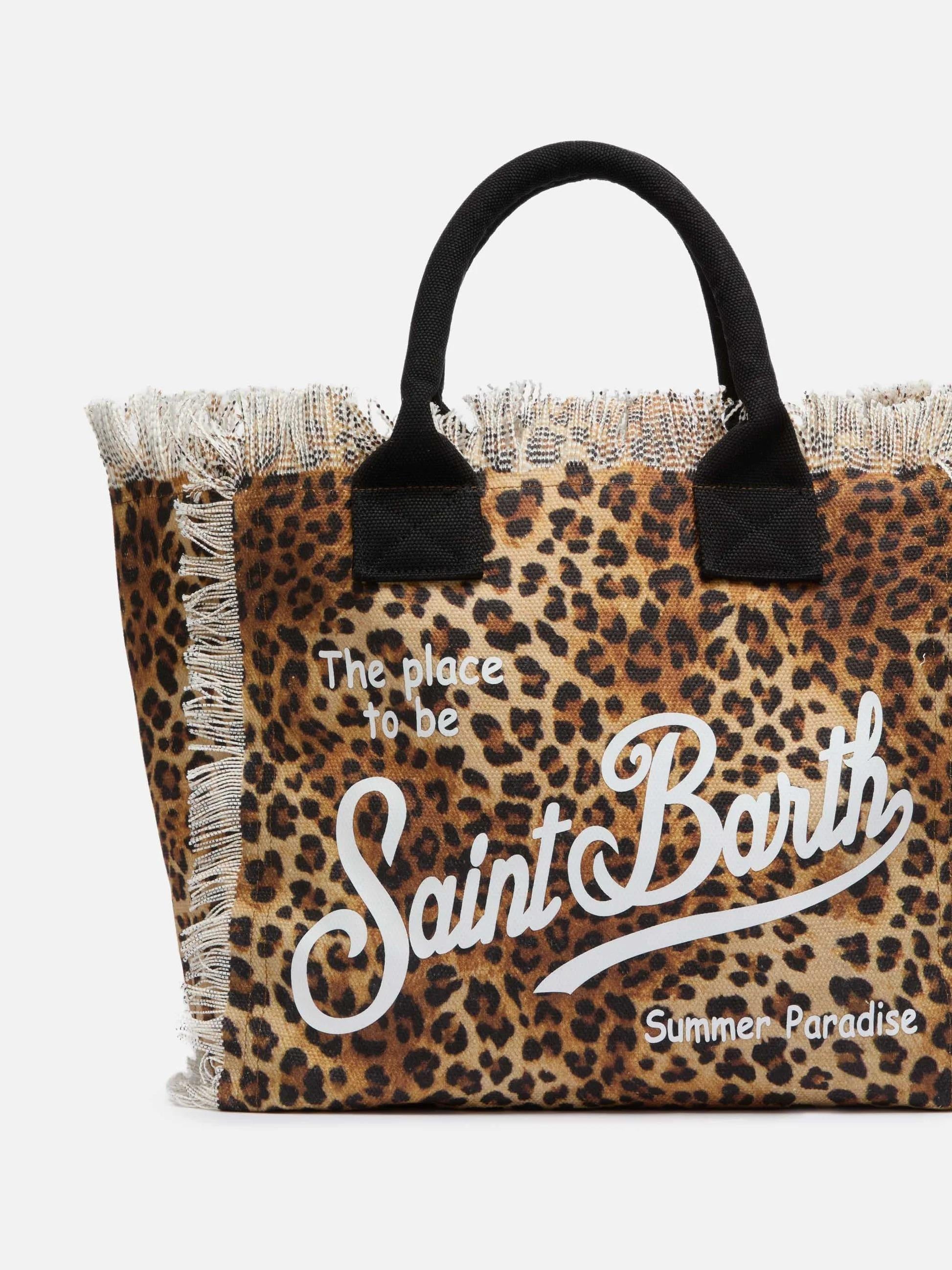 Borsa a spalla Vanity in canvas di cotone con stampa leopardata VANI001 00427L MC2 SAINT BARTH 