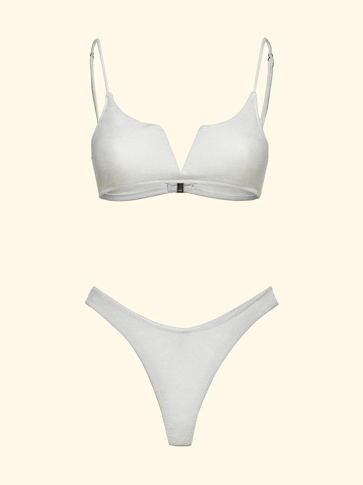 Bikini Donna F**K Top Fisso con ferretto e Slip Americano Fisso Bianco SW1805-WH FK00-SW1805 WH F**K 
