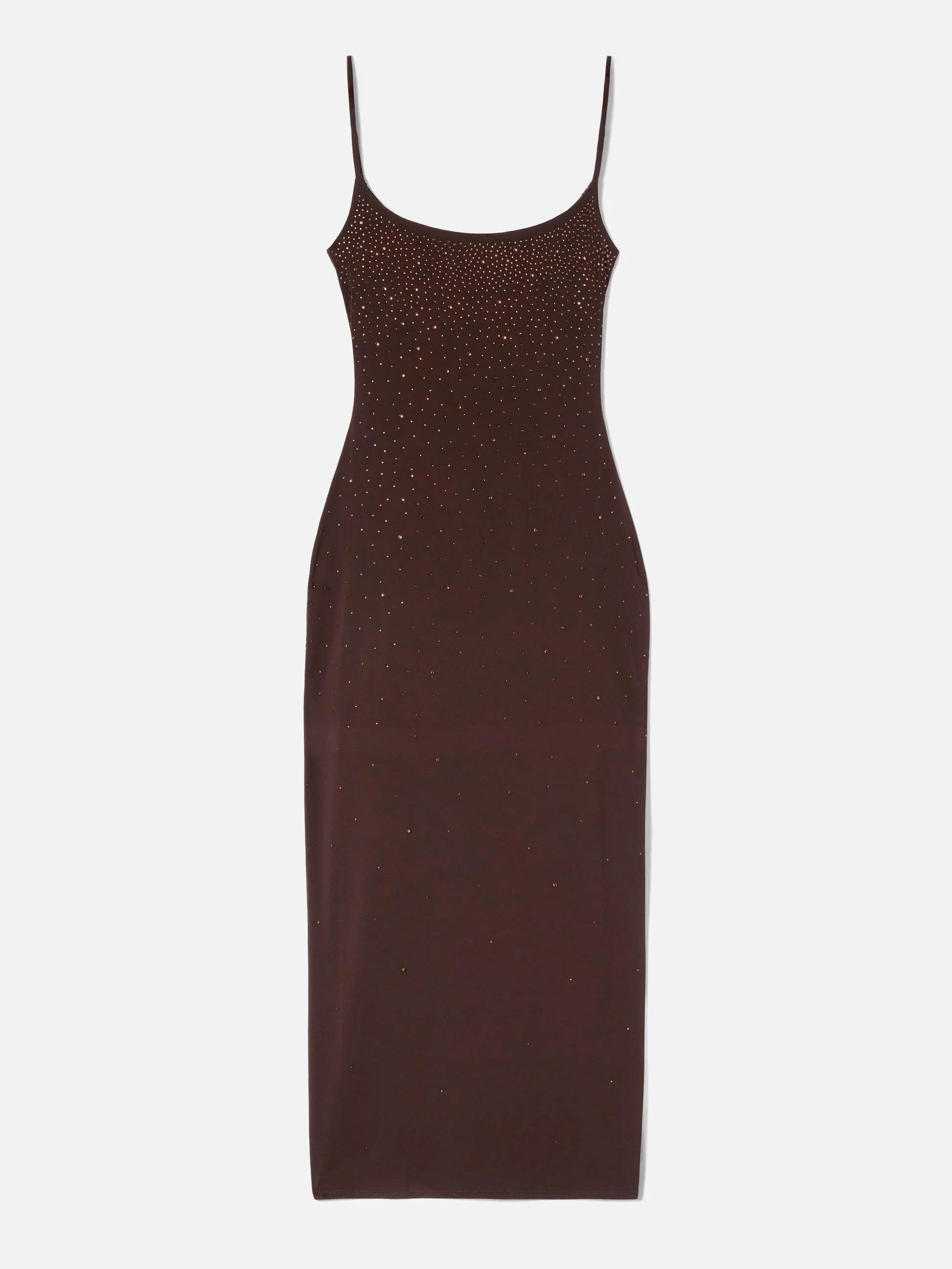 Abito lungo Evy marrone con strass effetto degradé EYV0001 01830L MC2 SAINT BARTH 