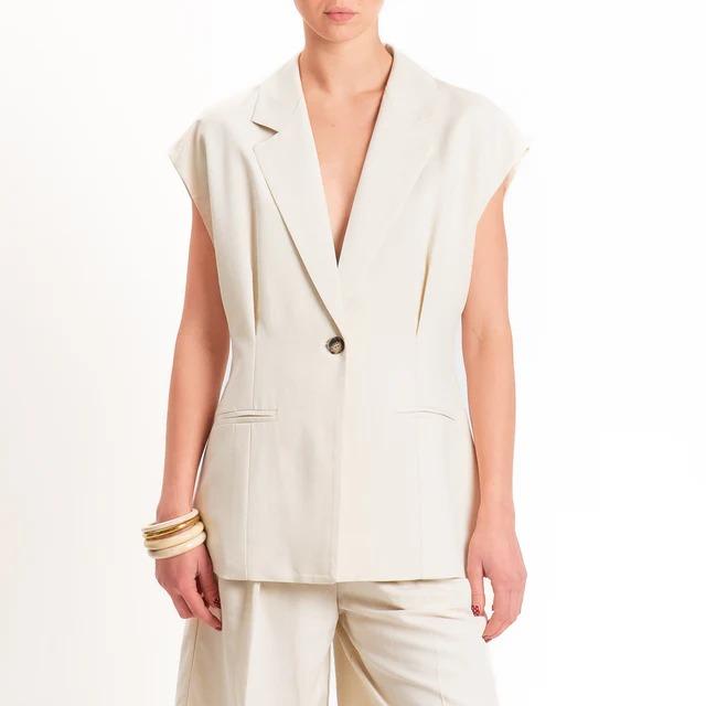 Vicolo-Gilet un bottone misto lino -beige TAB1655 BEIGE VICOLO 