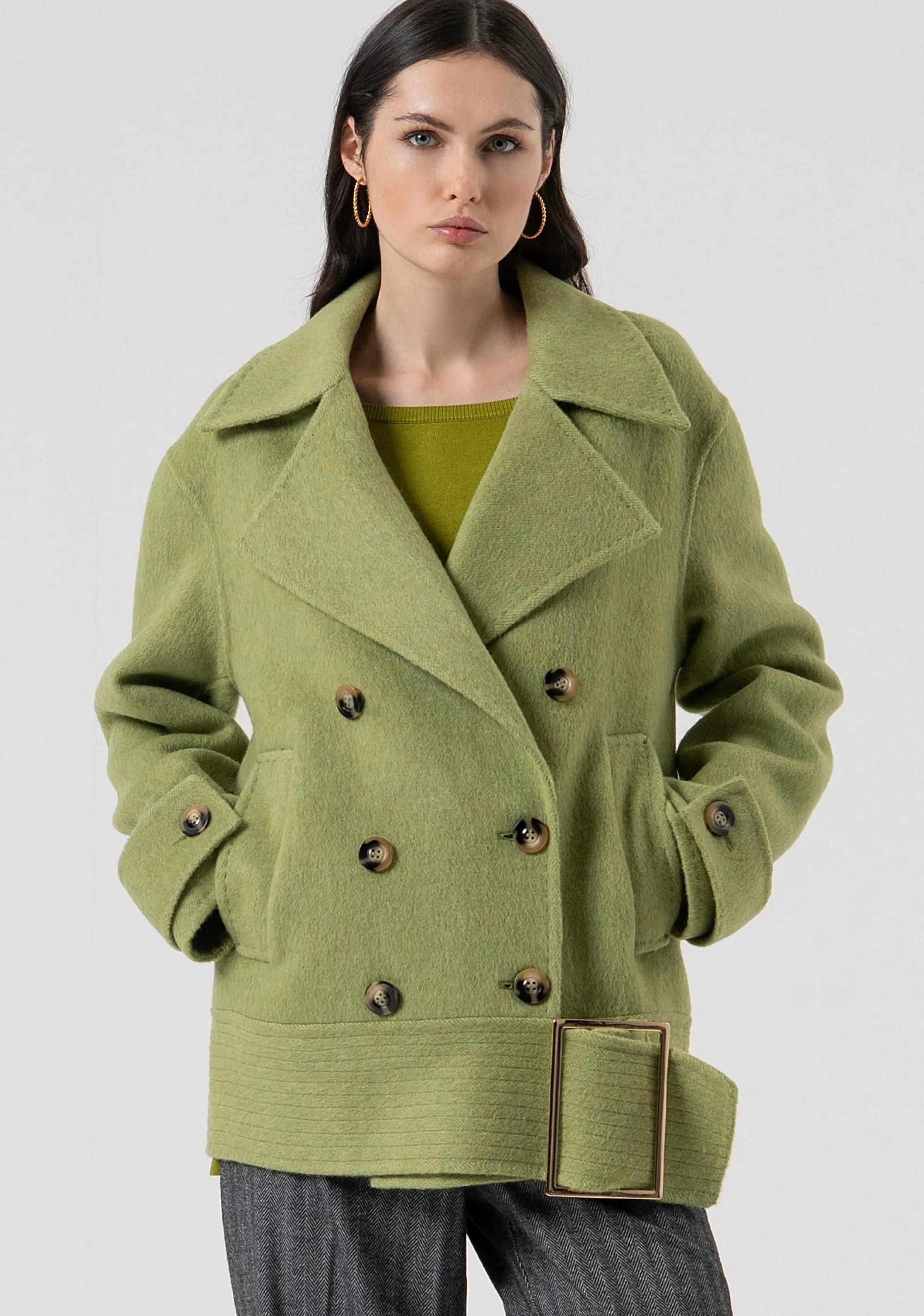 Fracomina Cappotto caban over in bouclè di lana olive melange FR25WC1003W80201 T52 FRACOMINA 