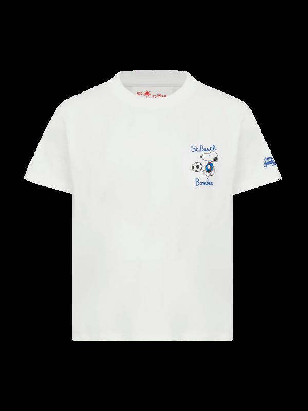T-shirt in cotone con ricamo St. Barth bomber e stampa Snoopy TSH0001 03157H MC2 SAINT BARTH 