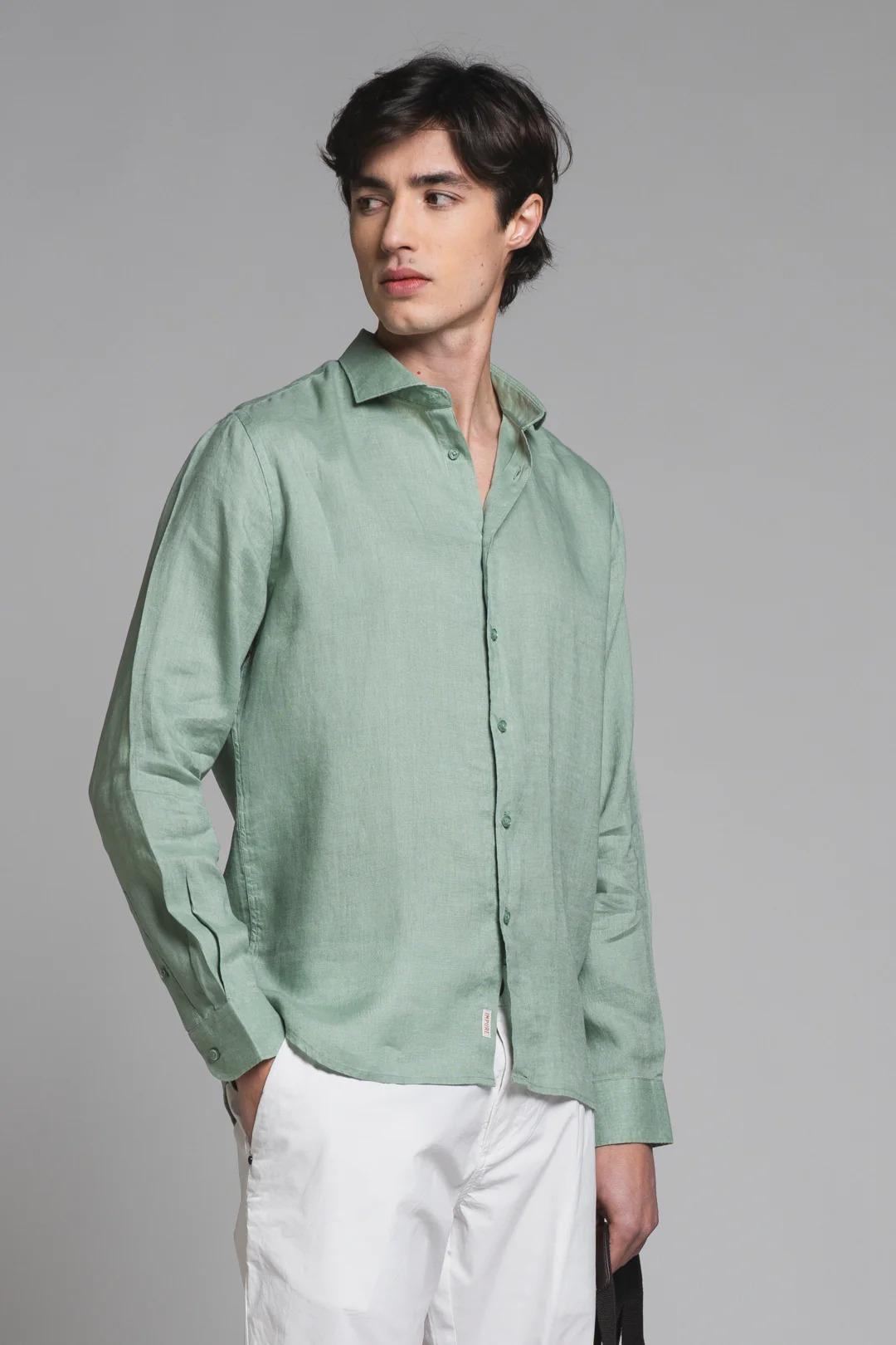 RILEY SHIRT COLLAR FRENCH IN 100% LINEN VERDE ACQUA IM26SSSM-RILEY-LIN C73 IMPURE 