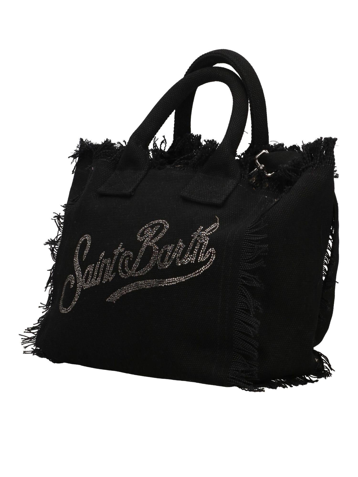 Borsa Colette in canvas nera con logo in strass COL0001 02563L MC2 SAINT BARTH 