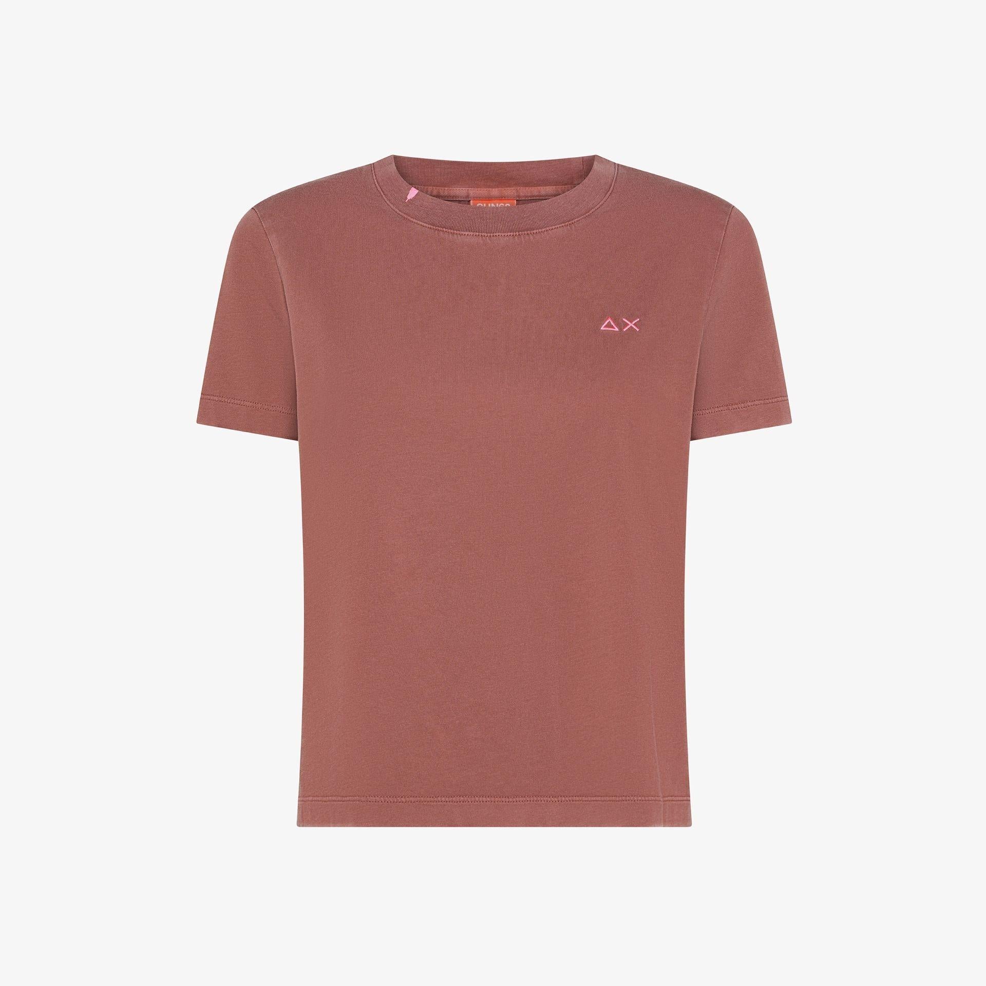 T-shirt in jersey di cotone marrone cacao T36240 71 SUN 68 