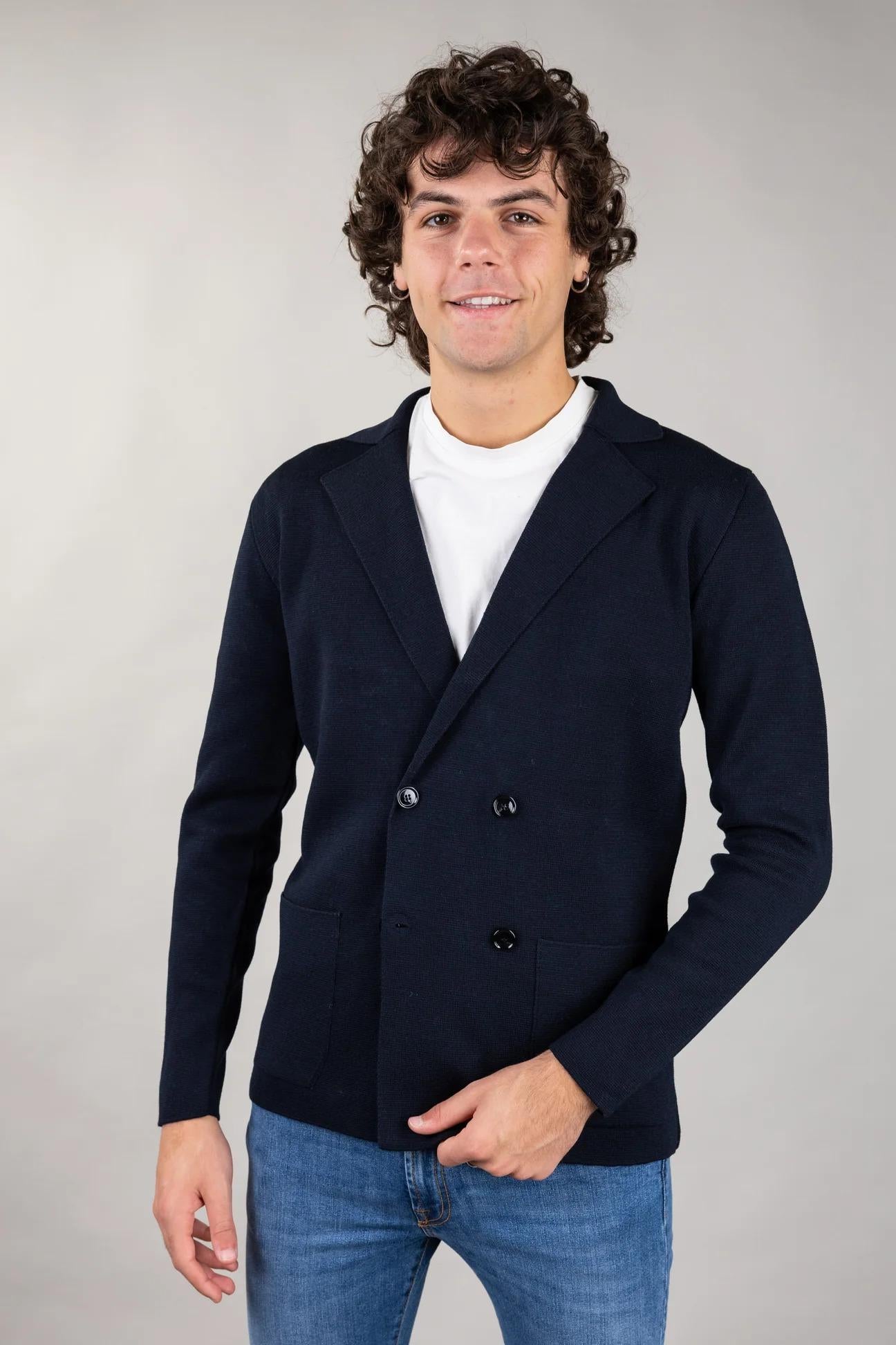 Diktat - Blazer Doppiopetto Merinos DK97113 BLU NOTTE DIKTAT 