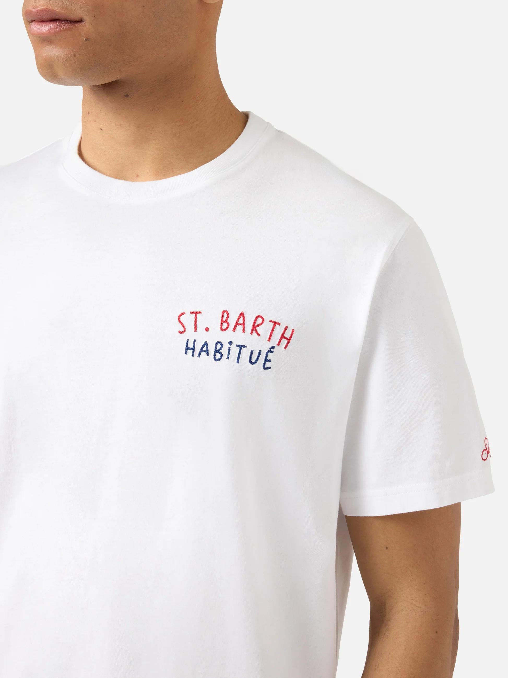 T-shirt Portland bianca con ricamo St. Barth Habitué PRL0002 00320L MC2 SAINT BARTH 