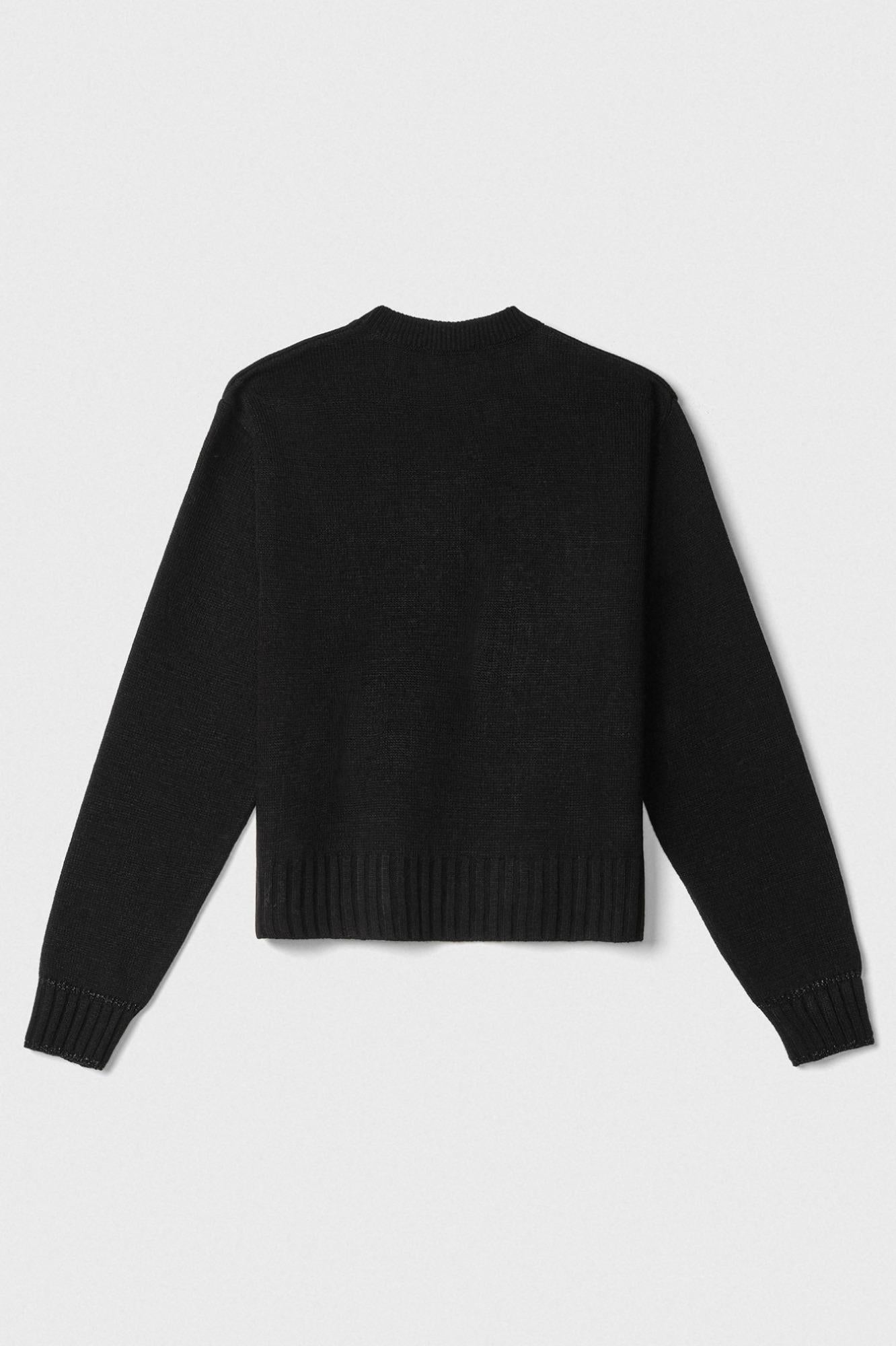 Pullover In Maglia Rasata Con Ricamo Sul Davanti  Nero - Gaëlle Paris GAABW07266-BMFI0001 NE01 GAELLE 