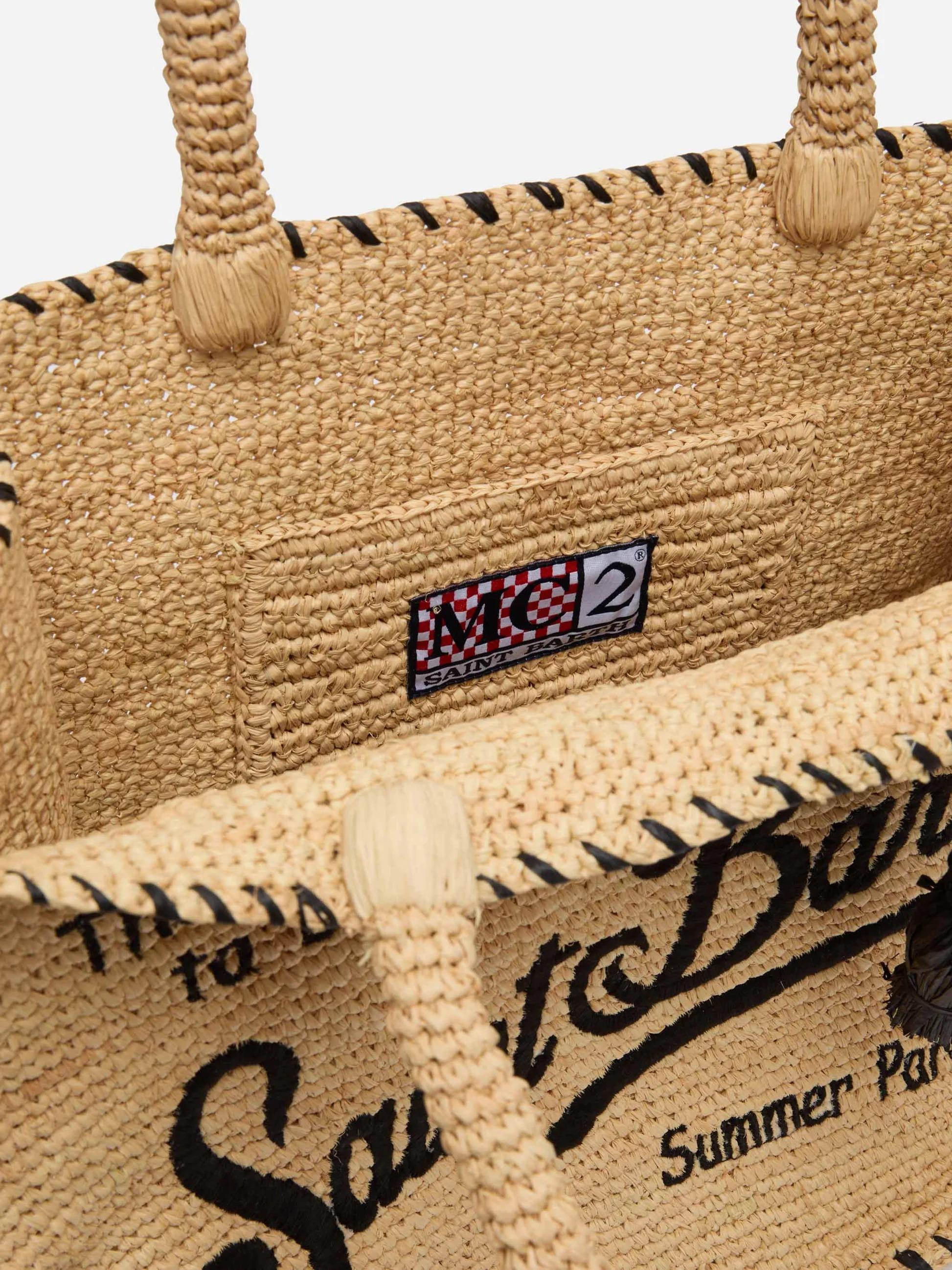 Borsa a spalla Vanity Rafia beige con bordo nero VANI013 09045L MC2 SAINT BARTH 