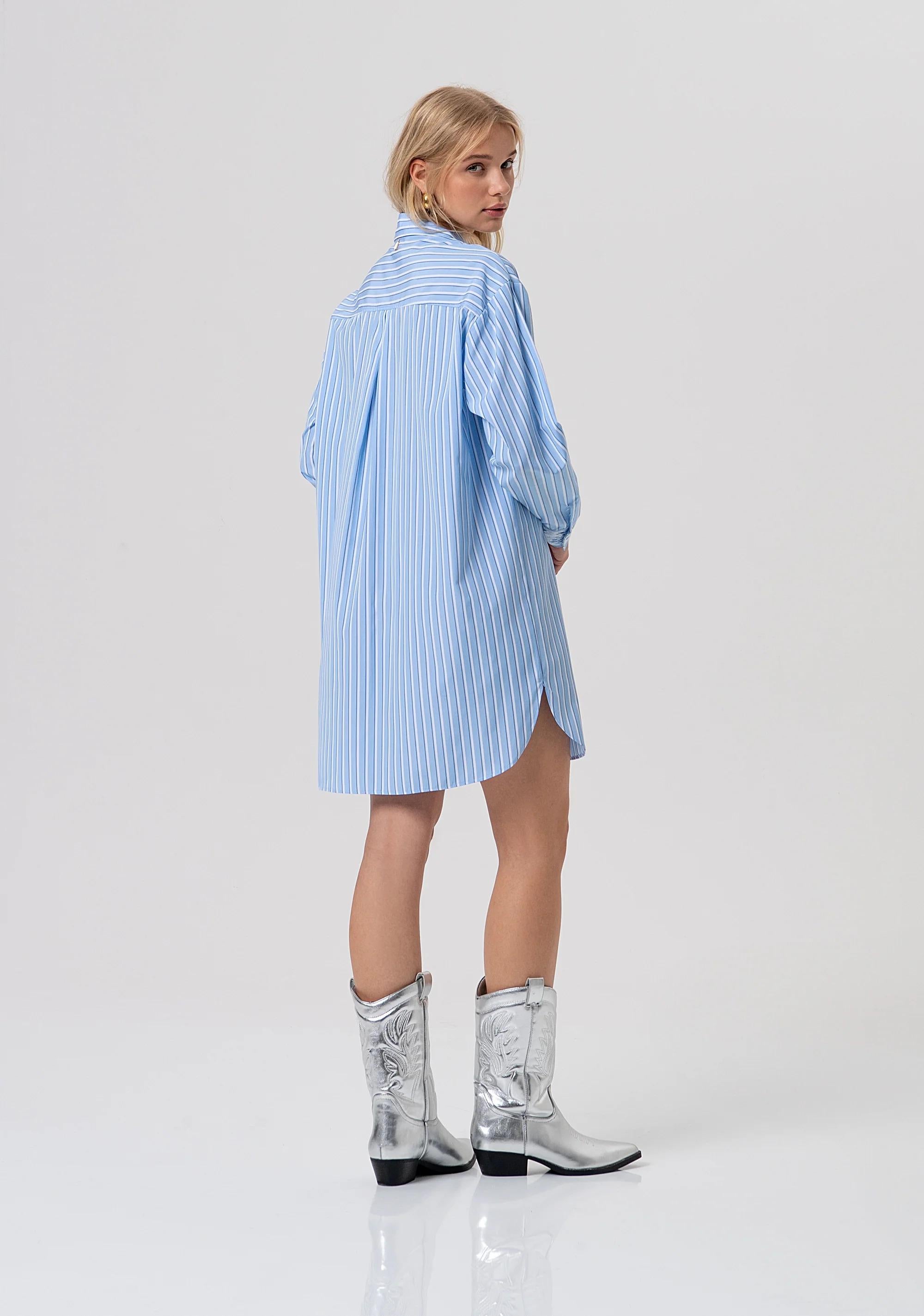 Camicia over lunga a righe whitelightblue FR26ST6029W827N8 I24 FRACOMINA 
