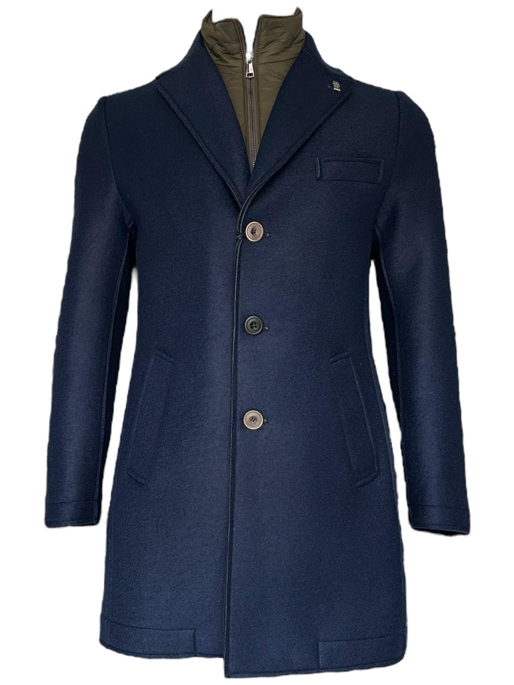 Bob cappotto monopetto con pettorina blu ANDY153/P-T153 NAVY BOB 