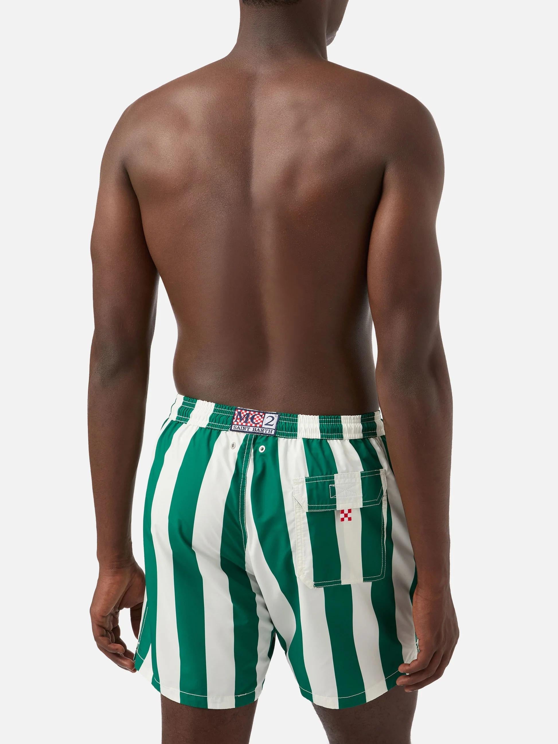 Costume mare Syros a righe bianche e verde inglese SYR000104065L SYR0001 04065L MC2 SAINT BARTH 