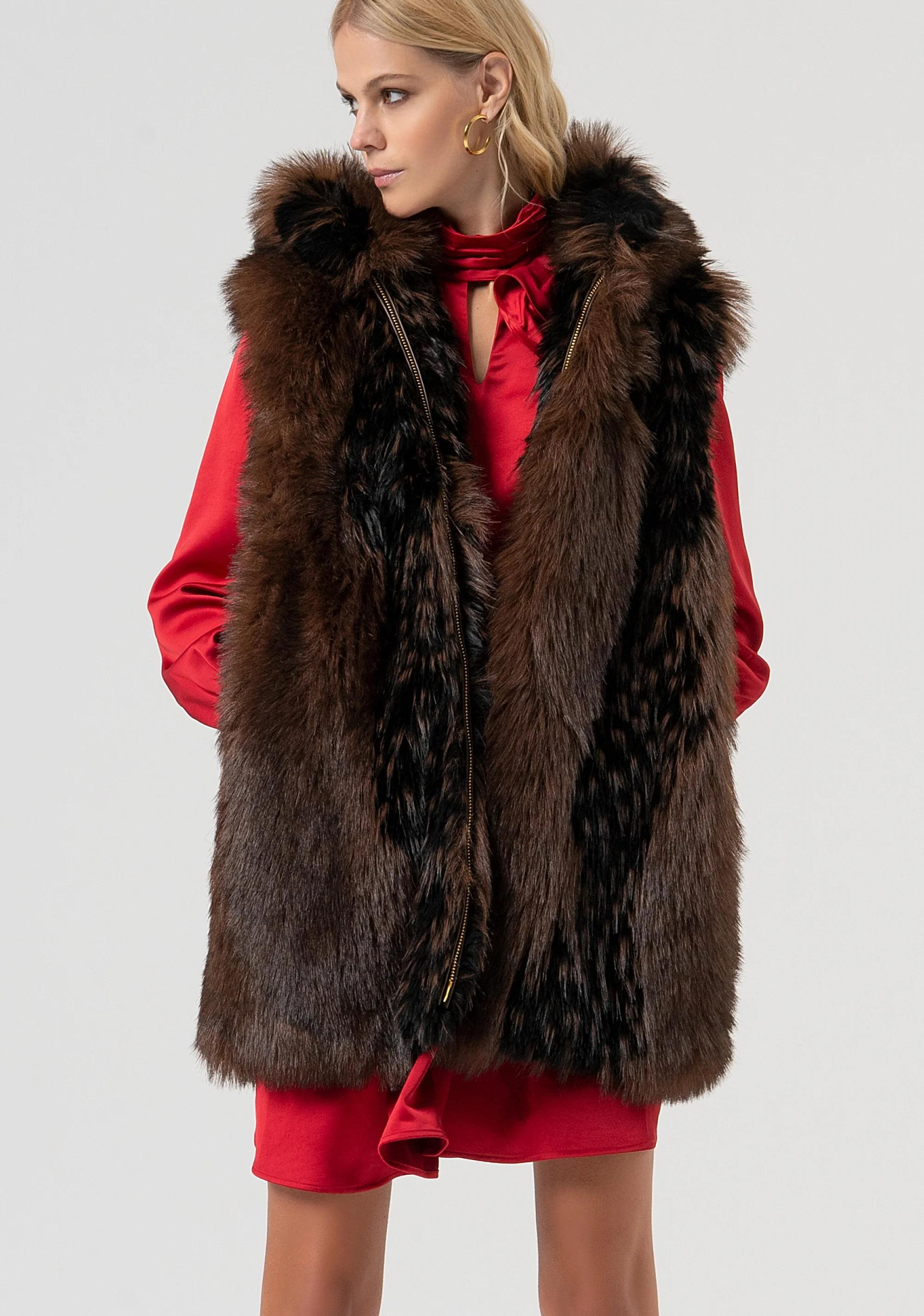 Fracomina Smanicato regular lungo con cappuccio brown FR25WC4006O44501 091 FRACOMINA 