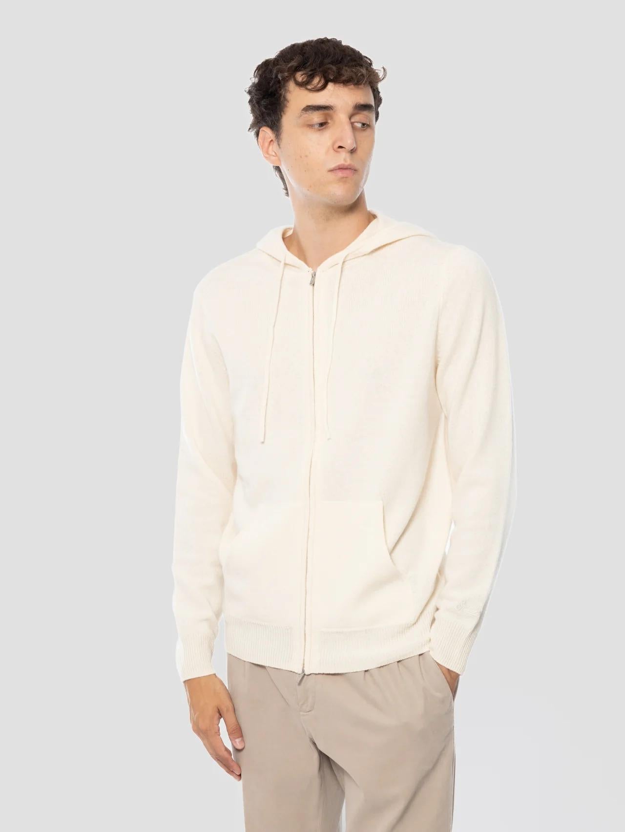 MC2 SAINT BARTH Felpa con Cappuccio e Zip in Lana Bianco NOT0002 00040I MC2 SAINT BARTH 