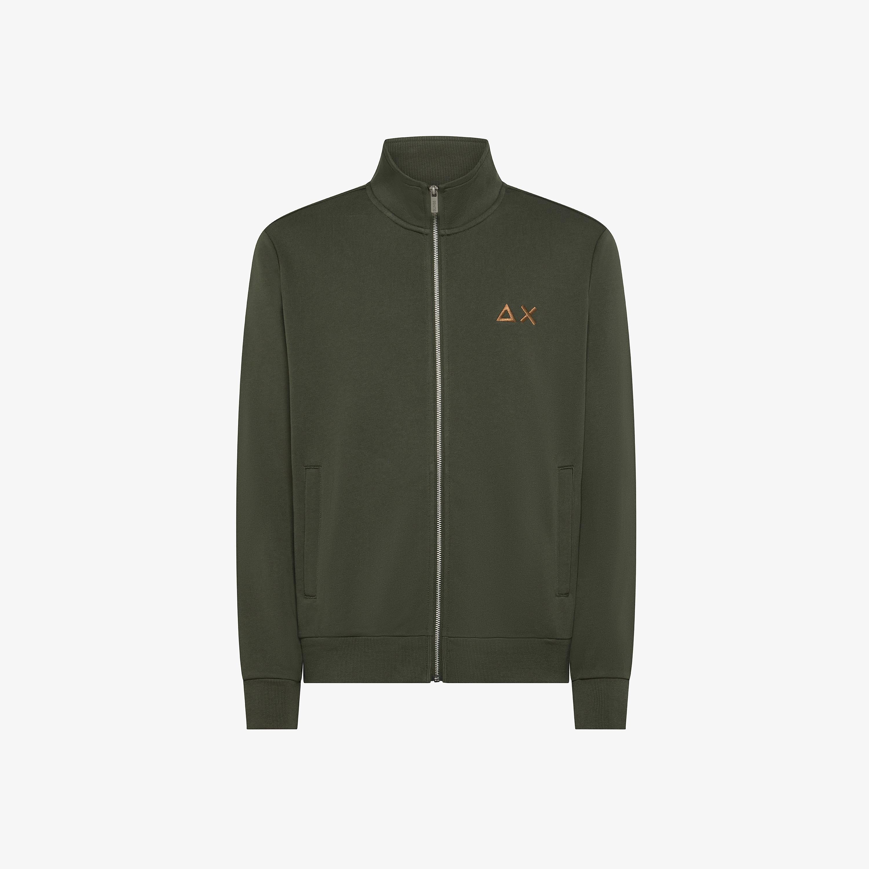 Felpa in cotone con zip e logo militare scuro F45101 74 SUN 68 