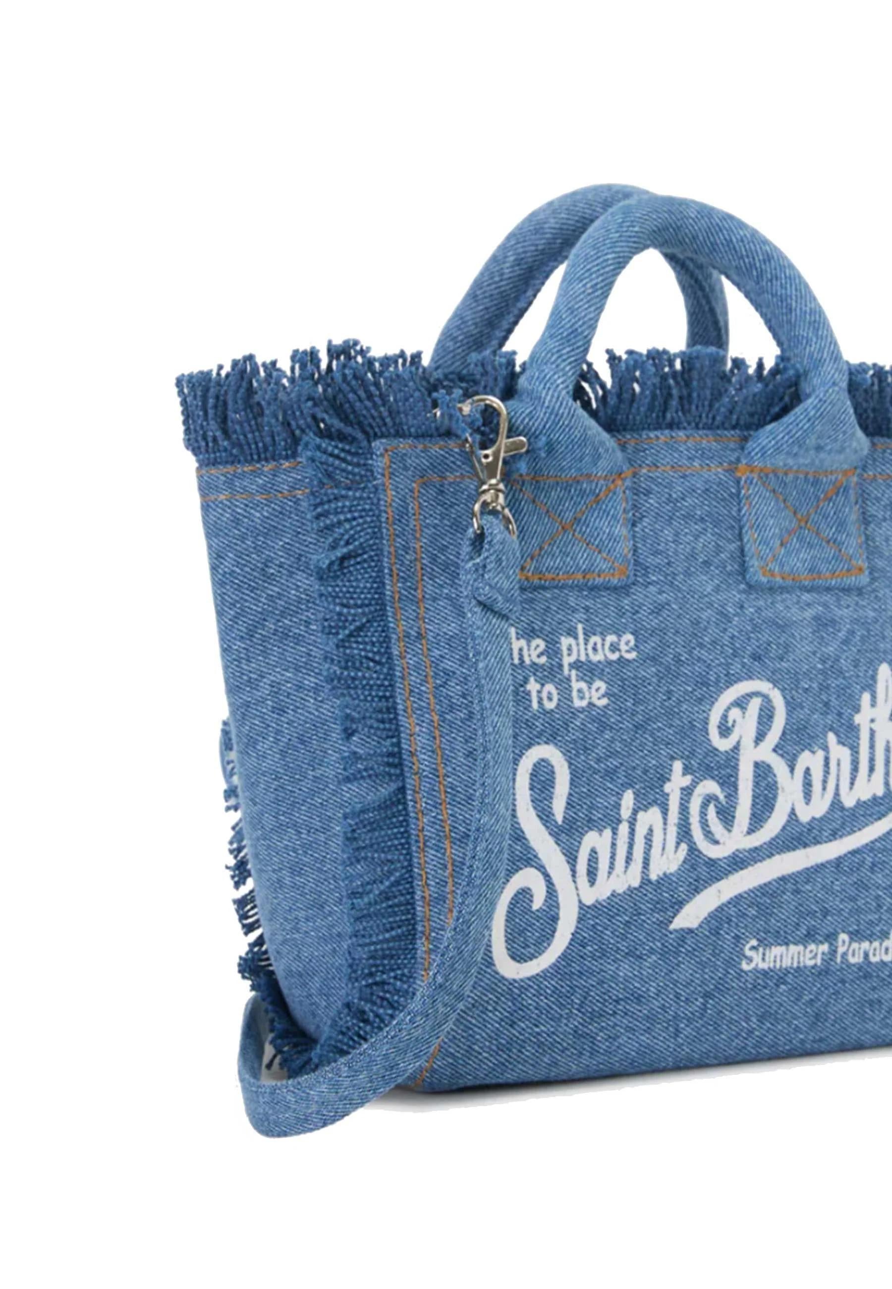 Mc2 saint barth Borsa Vanity Mini Denim Logo Bianco VAMI001 00009L MC2 SAINT BARTH 