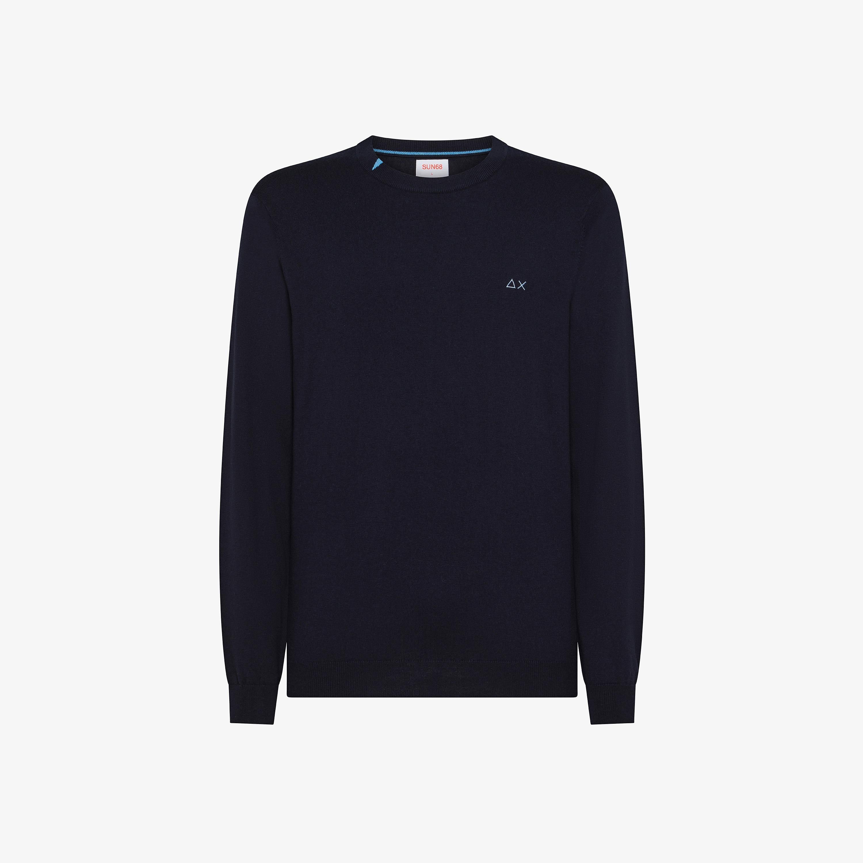 SUN68 Maglia girocollo in misto lana Navy Blue K45101 07 SUN 68 
