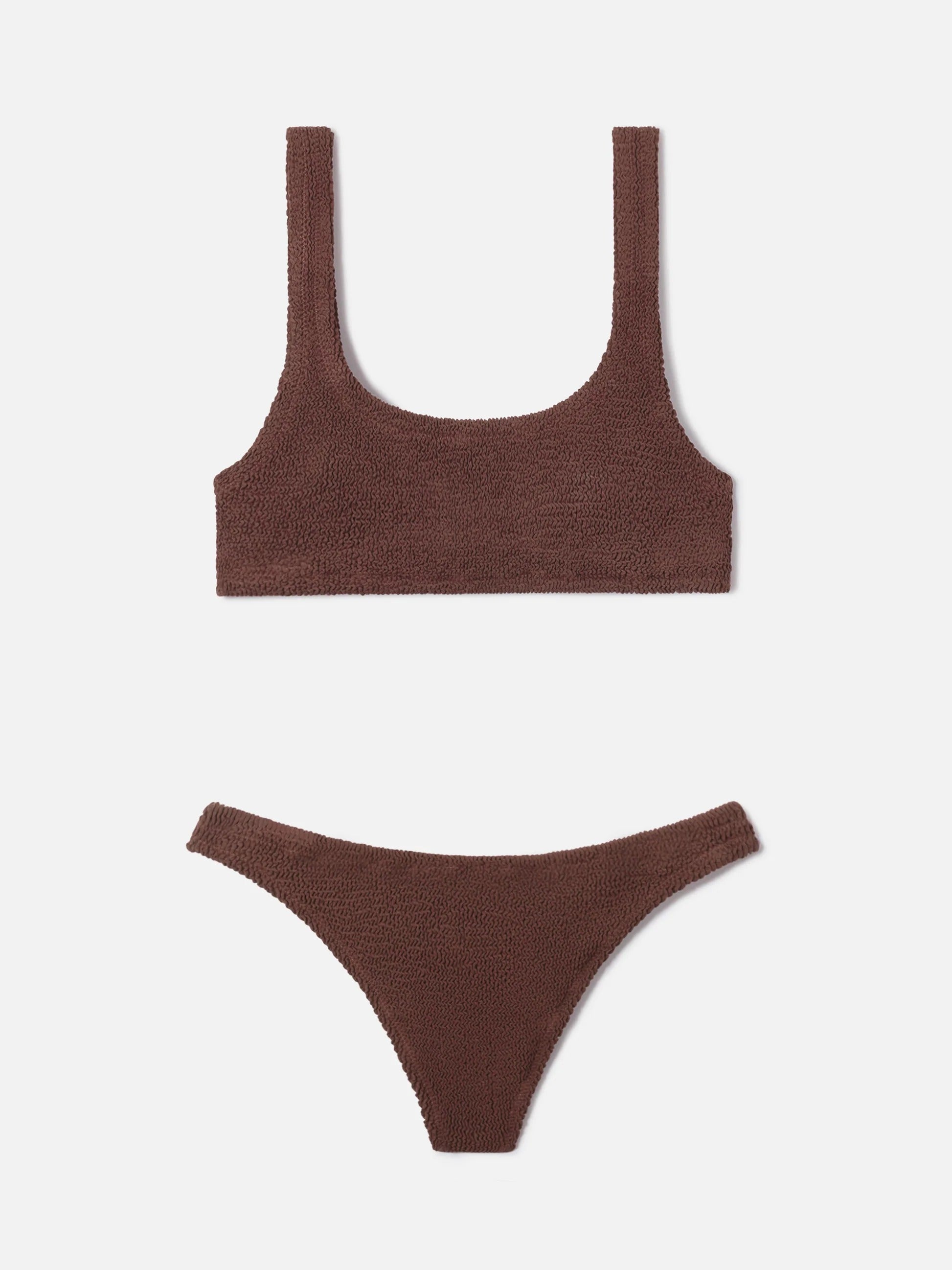 Bikini a bralette Naima Naomi in crinkle marrone