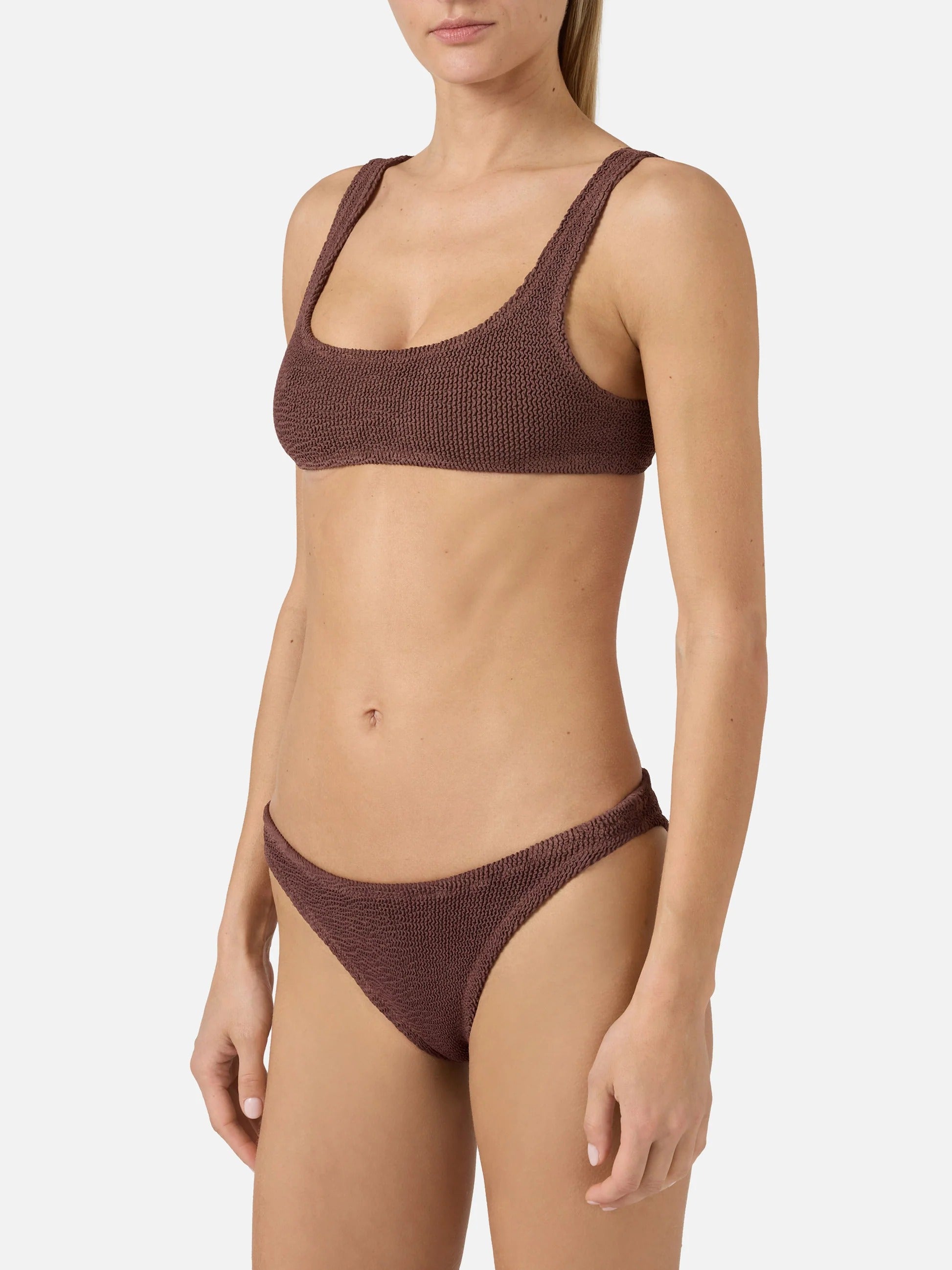 Bikini a bralette Naima Naomi in crinkle marrone