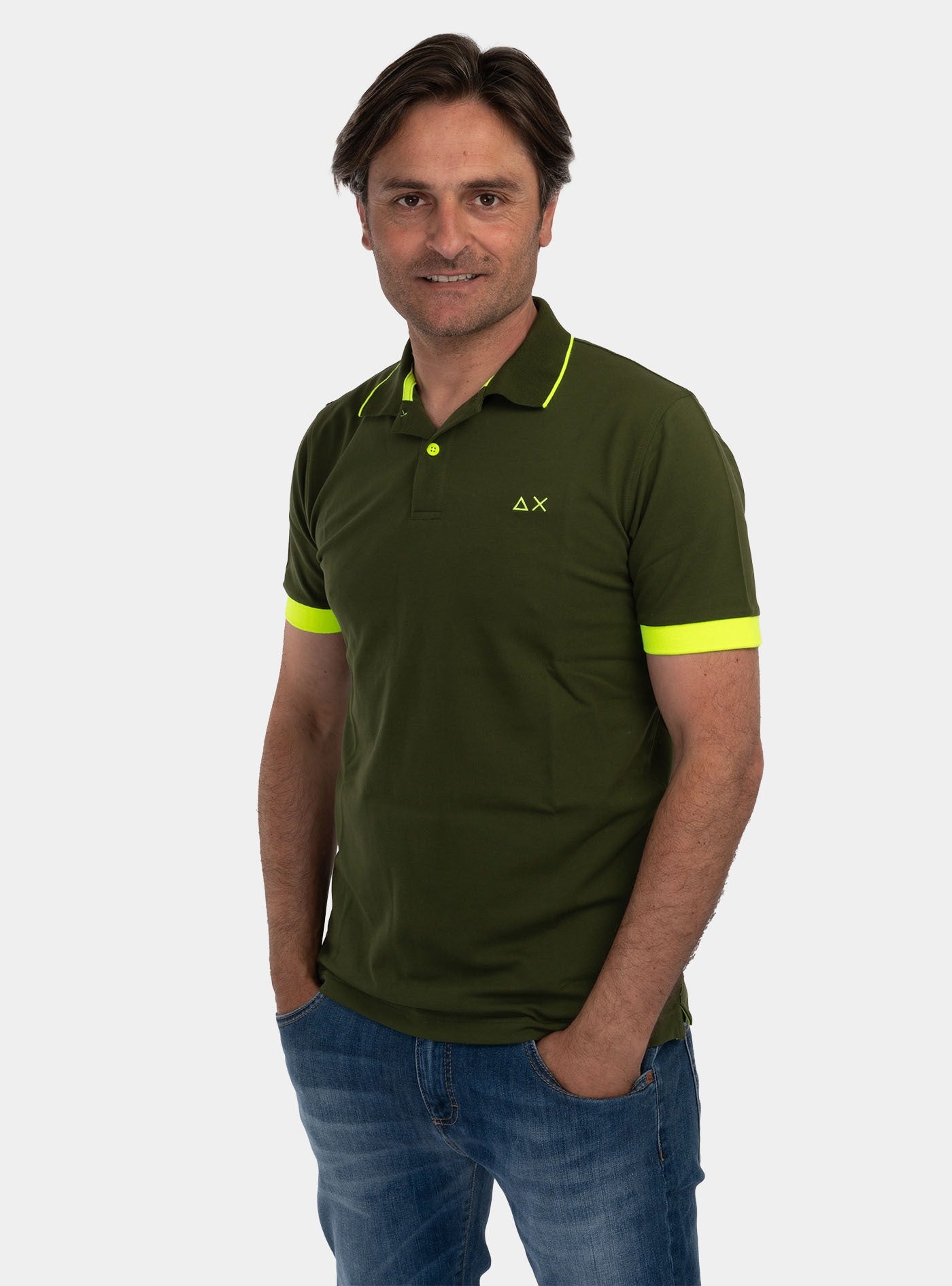 immagine-1-sun-68-polo-small-stripes-fluo-verde-scuro-polo-a34120-37