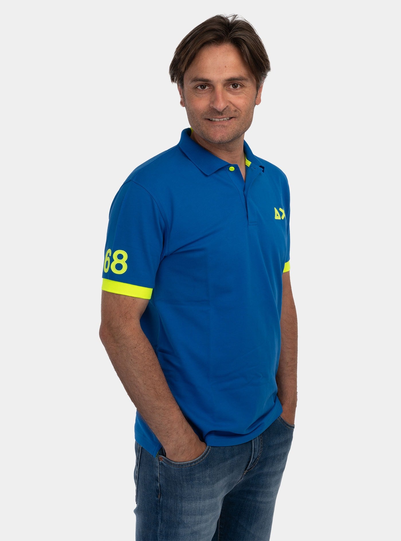 immagine-2-sun-68-polo-logo-fluo-navy-blue-polo-a34122-07