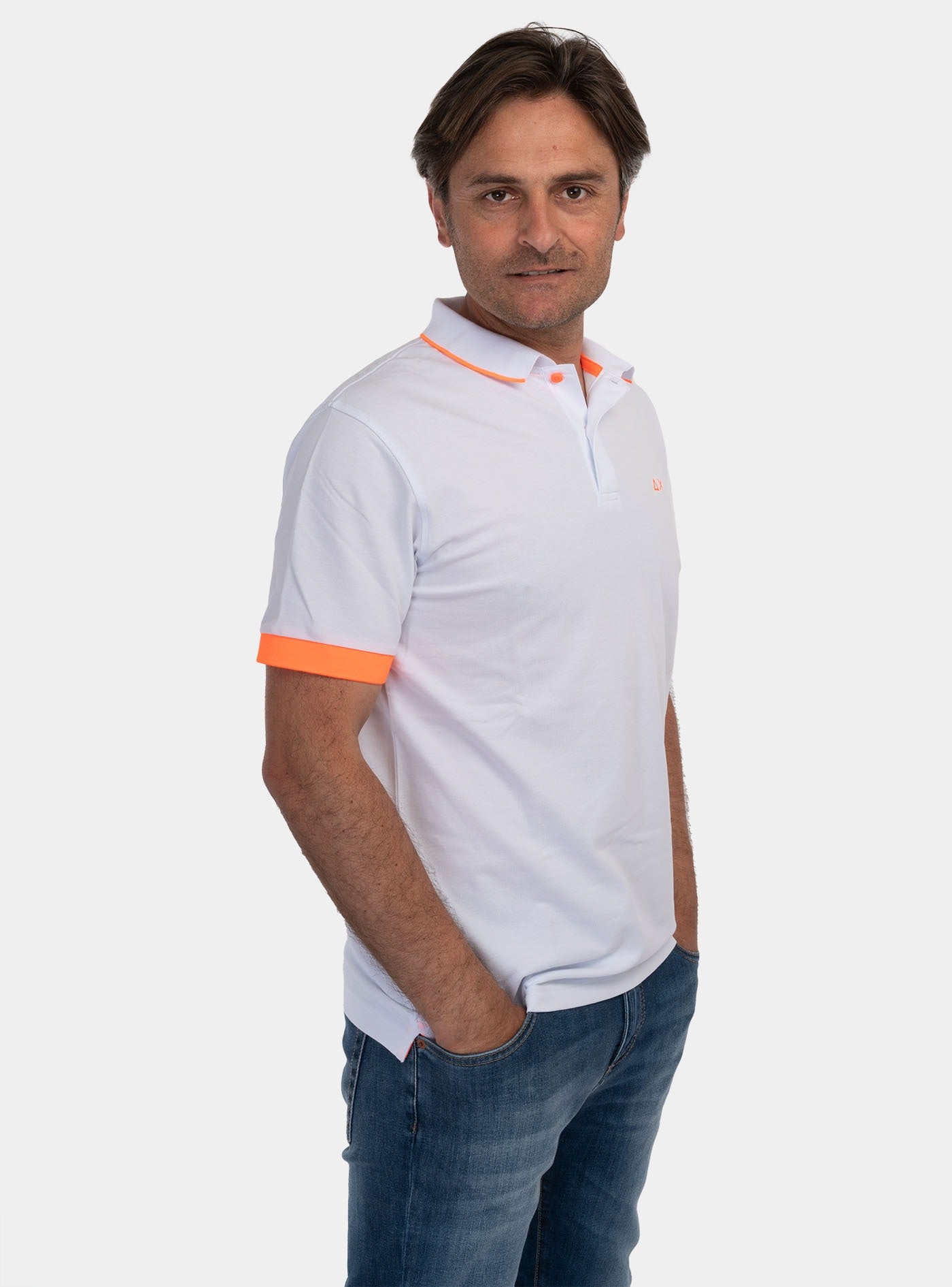 immagine-2-sun-68-polo-small-stripes-fluo-bianca-polo-a34120-01